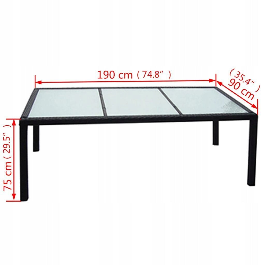Garden furniture set rattan black 9 el. HIGH QUALITY I recommend Number of items in the set 9