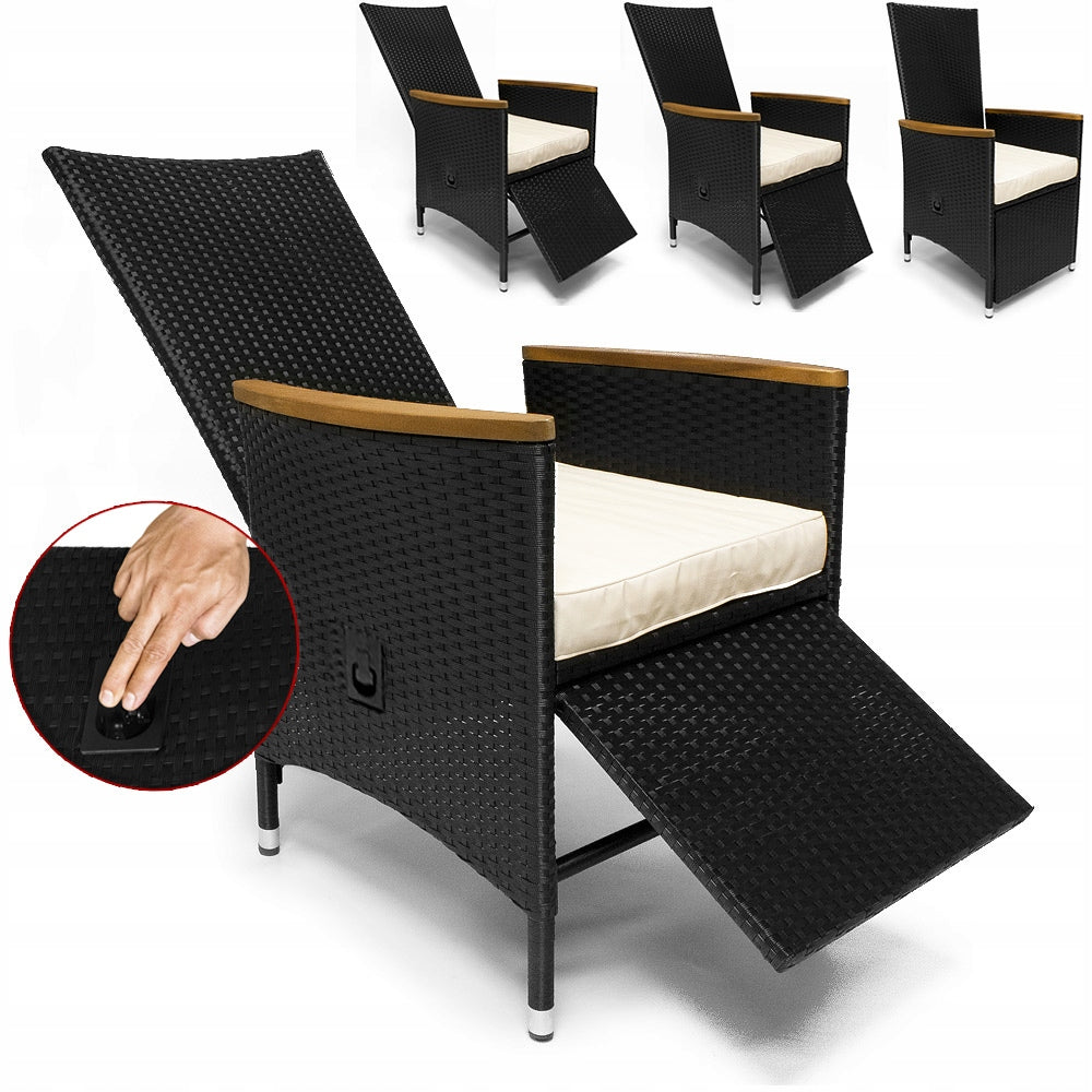 Garden furniture set rattan table wood acacia 8x chair cushion Number of items in the set 17