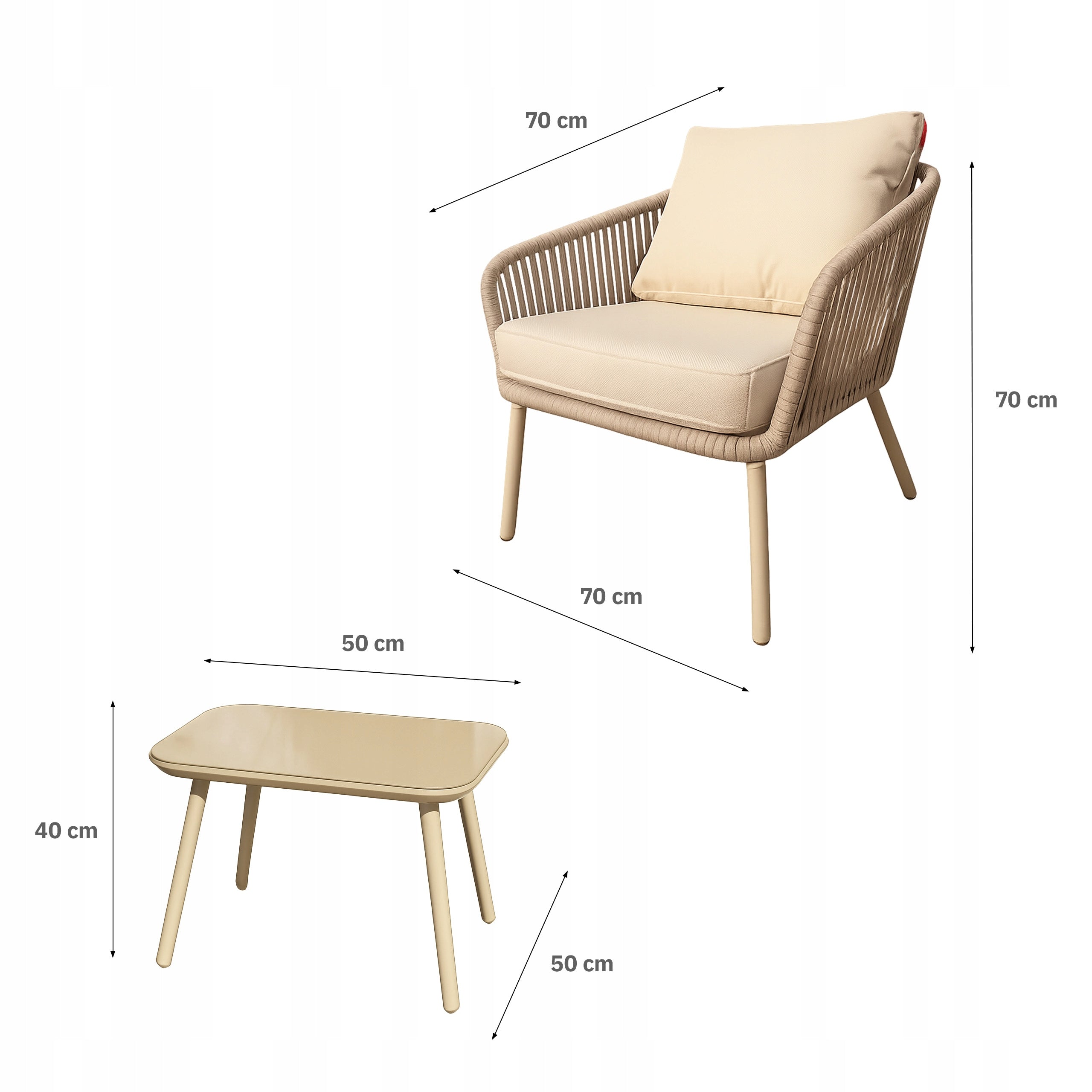 Garden furniture set table 2 chairs aluminum seats made of rattan Manufacturer Nuforma