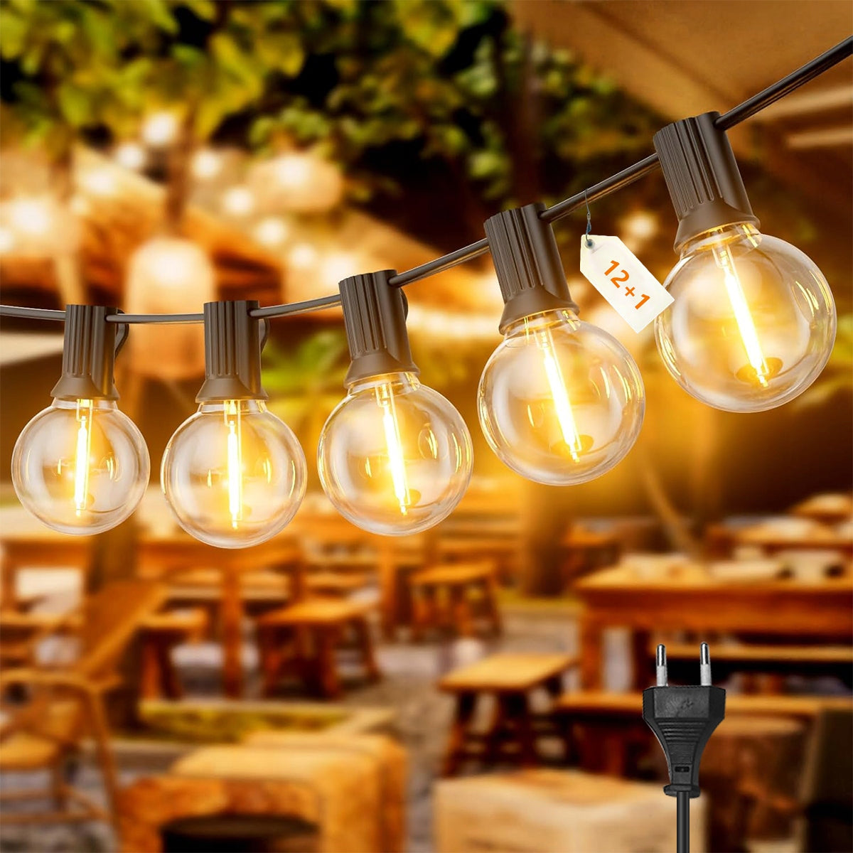 Garden garland, dense, 13 LED bulbs, chain, waterproof Length 10 cm