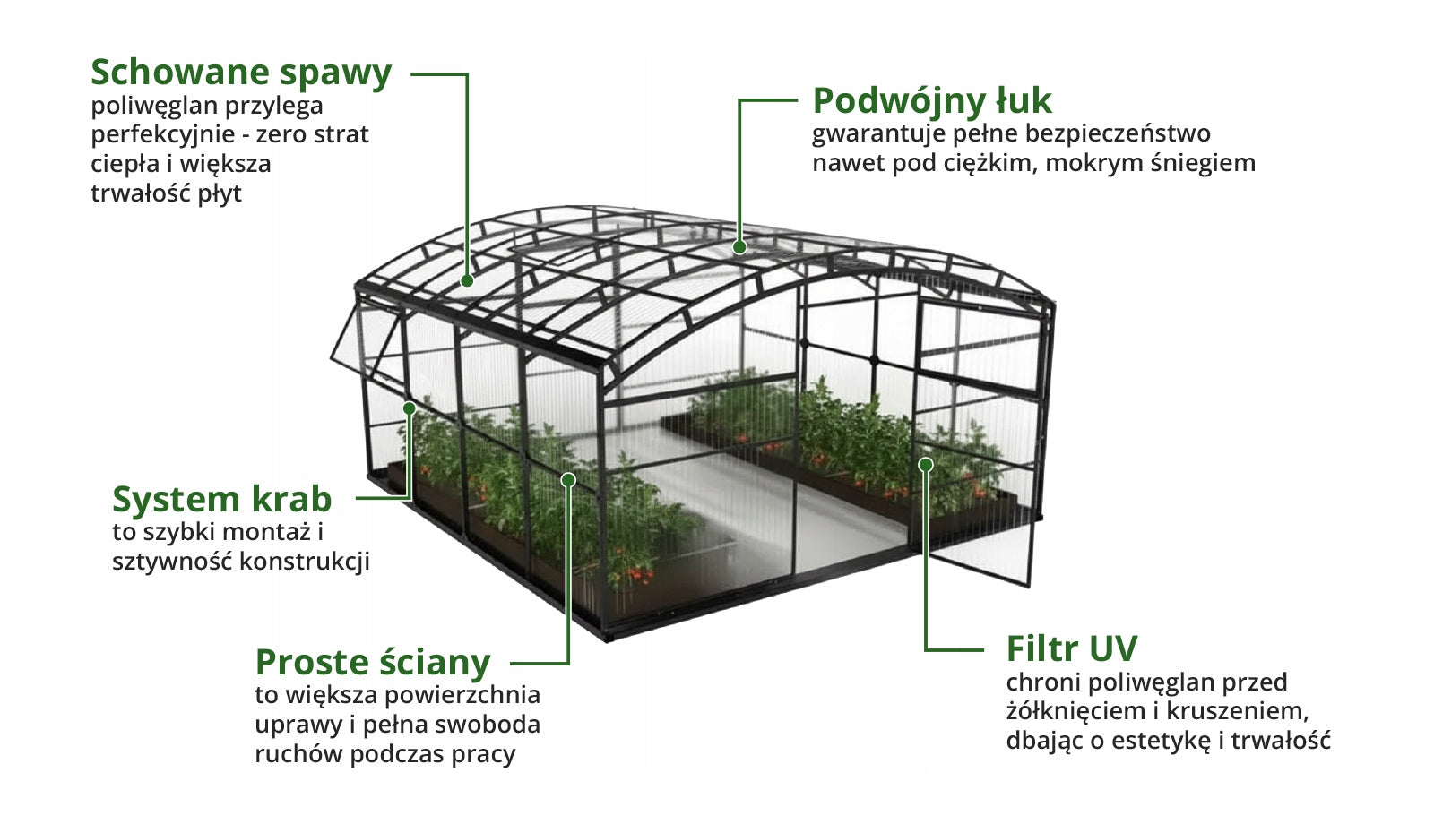 Garden greenhouse Botanic Farmer Polycarbonate 4mm 4x4 m galvanized Product height 226 cm