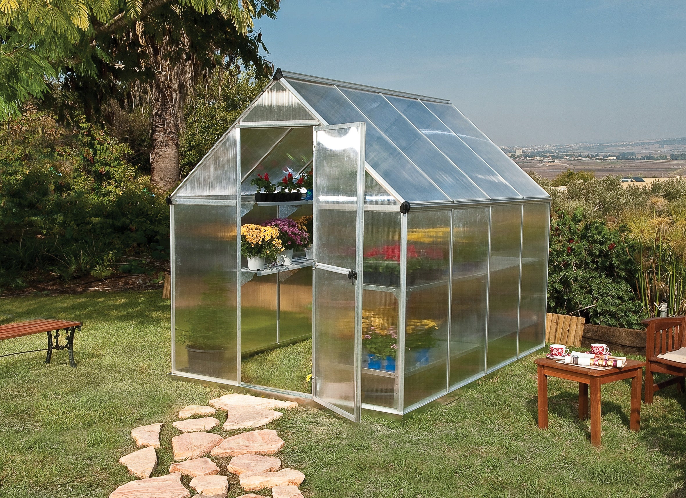 Garden greenhouse Palram 246 cm x 185 cm x 208 cm polycarbonate strong Manufacturer code 701549