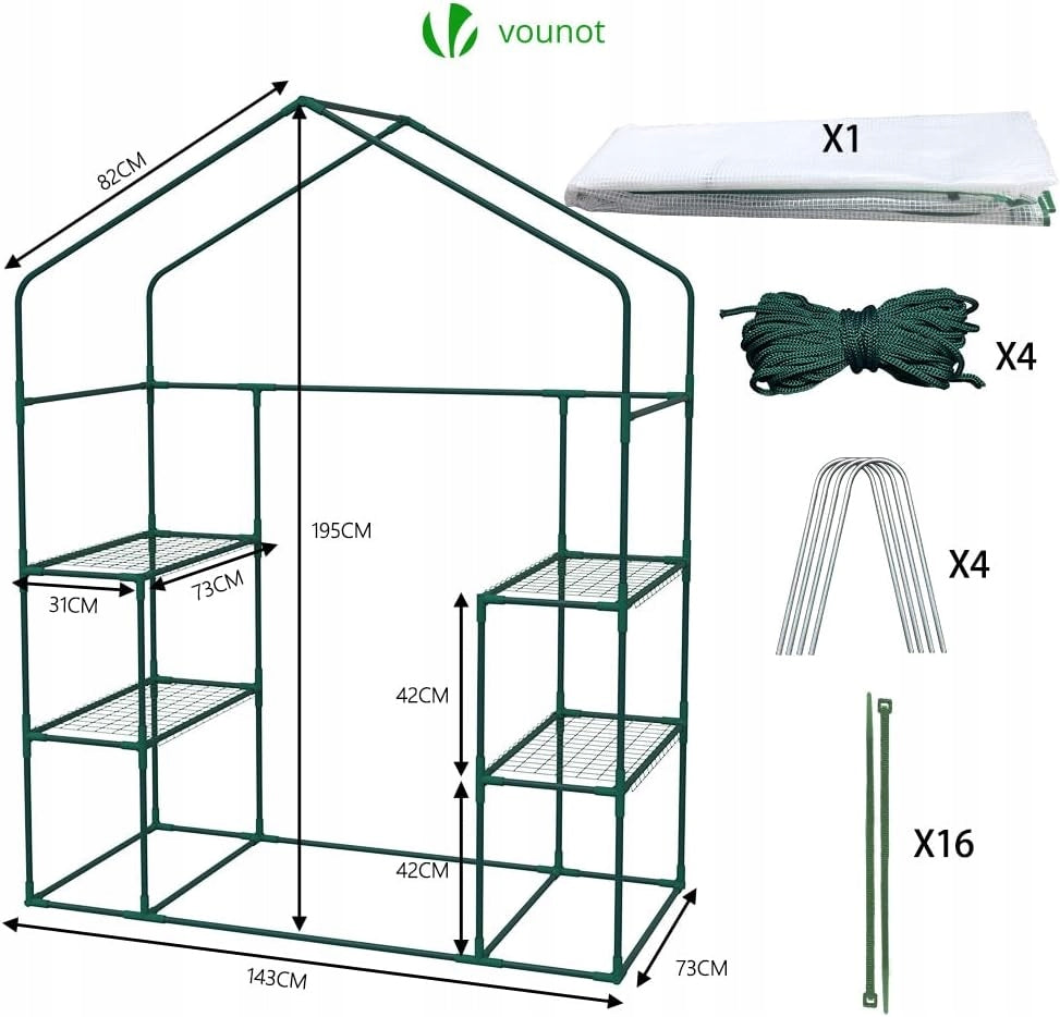 Garden greenhouse for vegetables flowers height 195 cm 3 levels Product height 195 cm