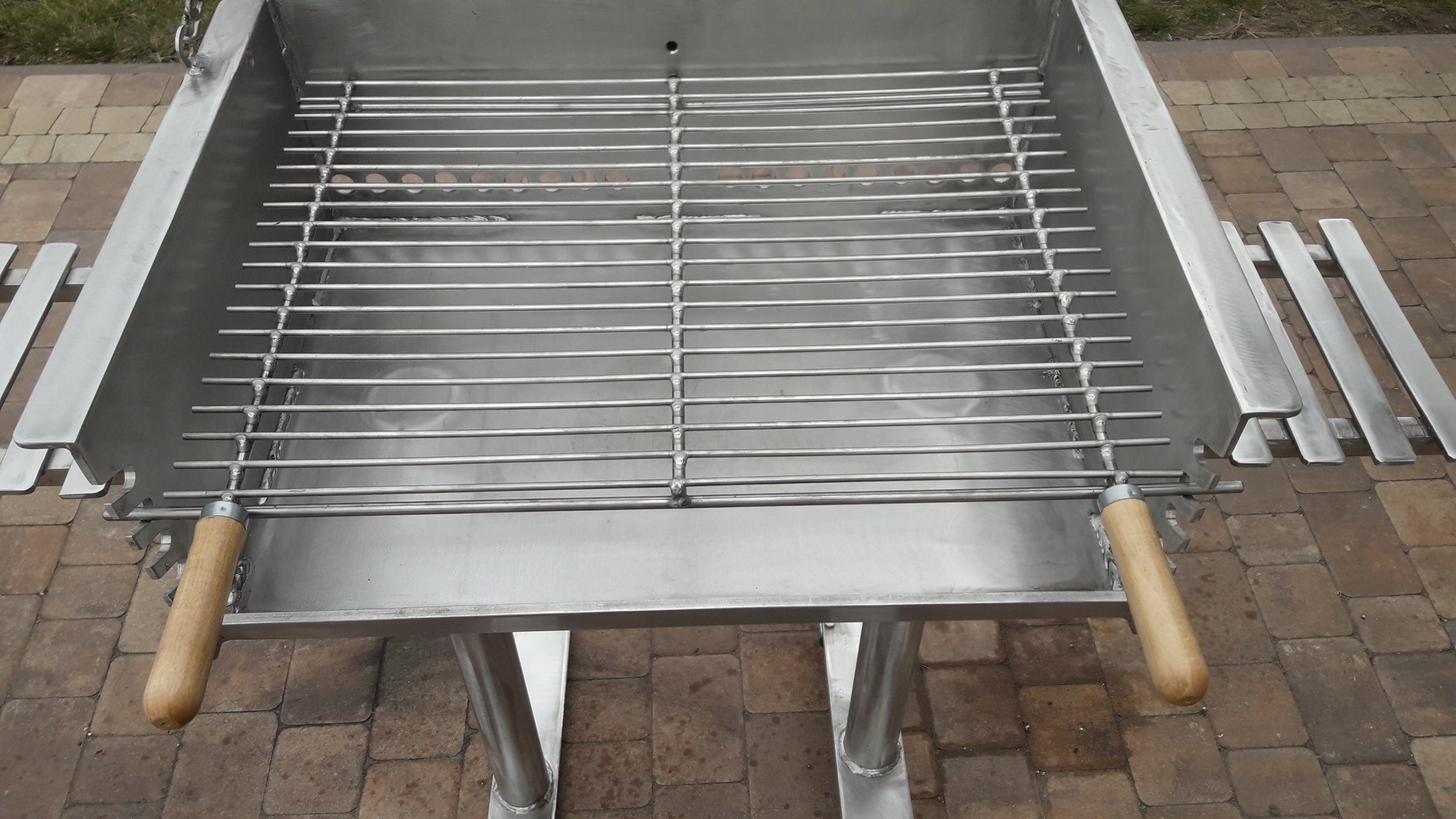 Garden grill stainless steel sheet 5 mm!! with lid! Grill depth 39 cm