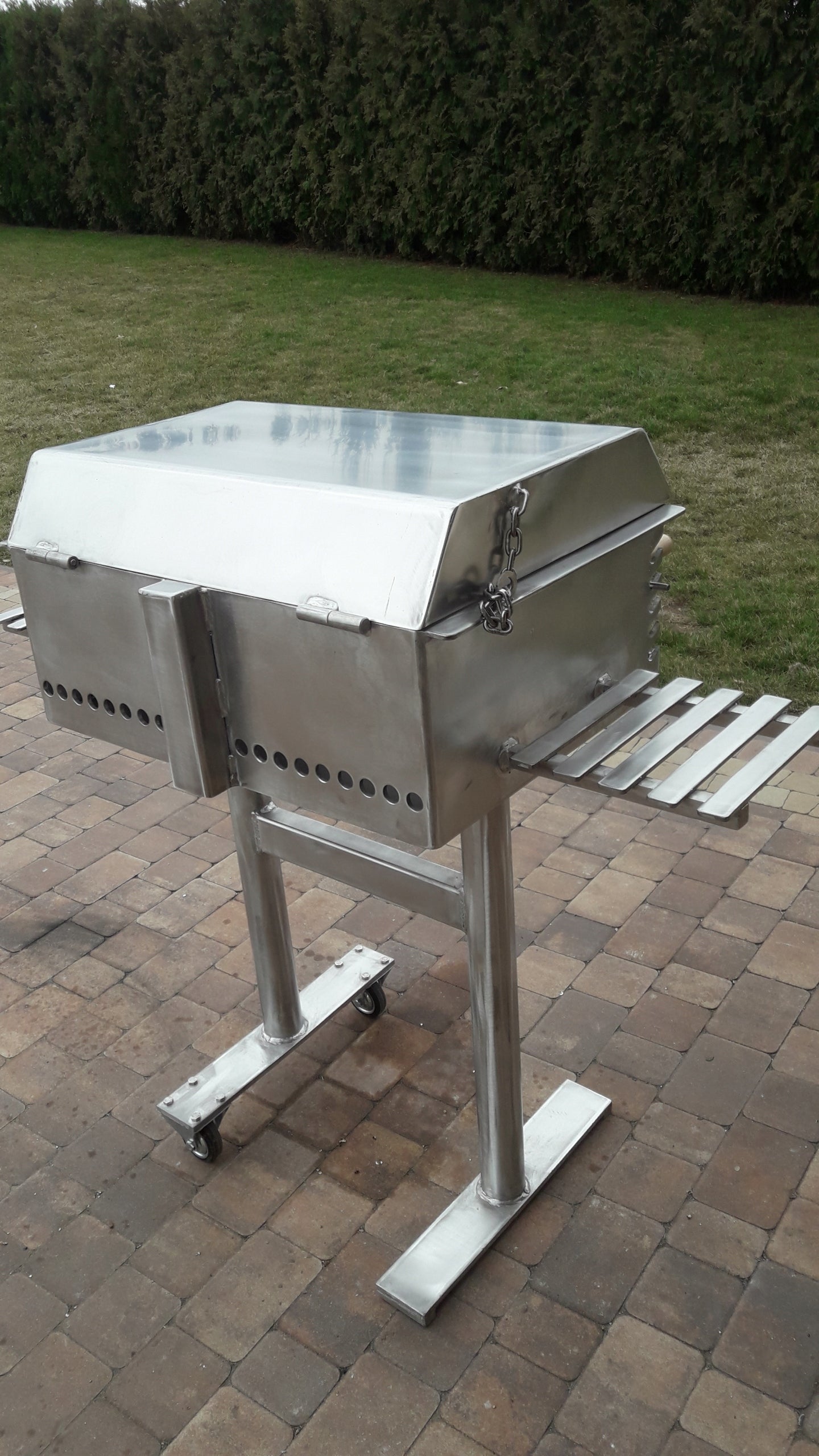 Garden grill stainless steel sheet 5 mm!! with lid! Grill width 88 cm