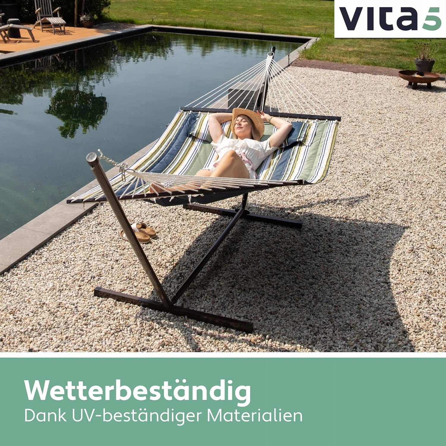 Garden hammock VITA5 with 2-person frame 200 kg 190x140 cm Color multicolor