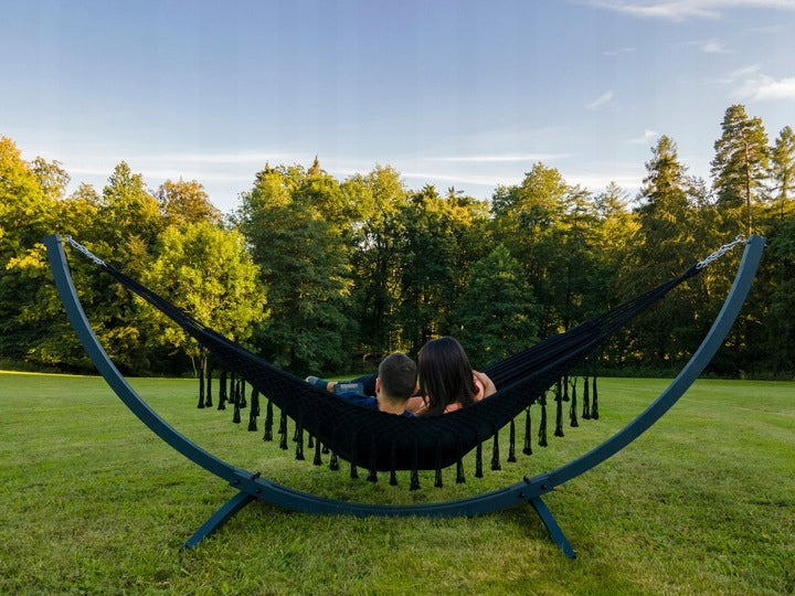 Garden hammock boho SANTIA 220x160 hammock with cords and cover POTENZA Model Hamak Santia XL czarny kokon