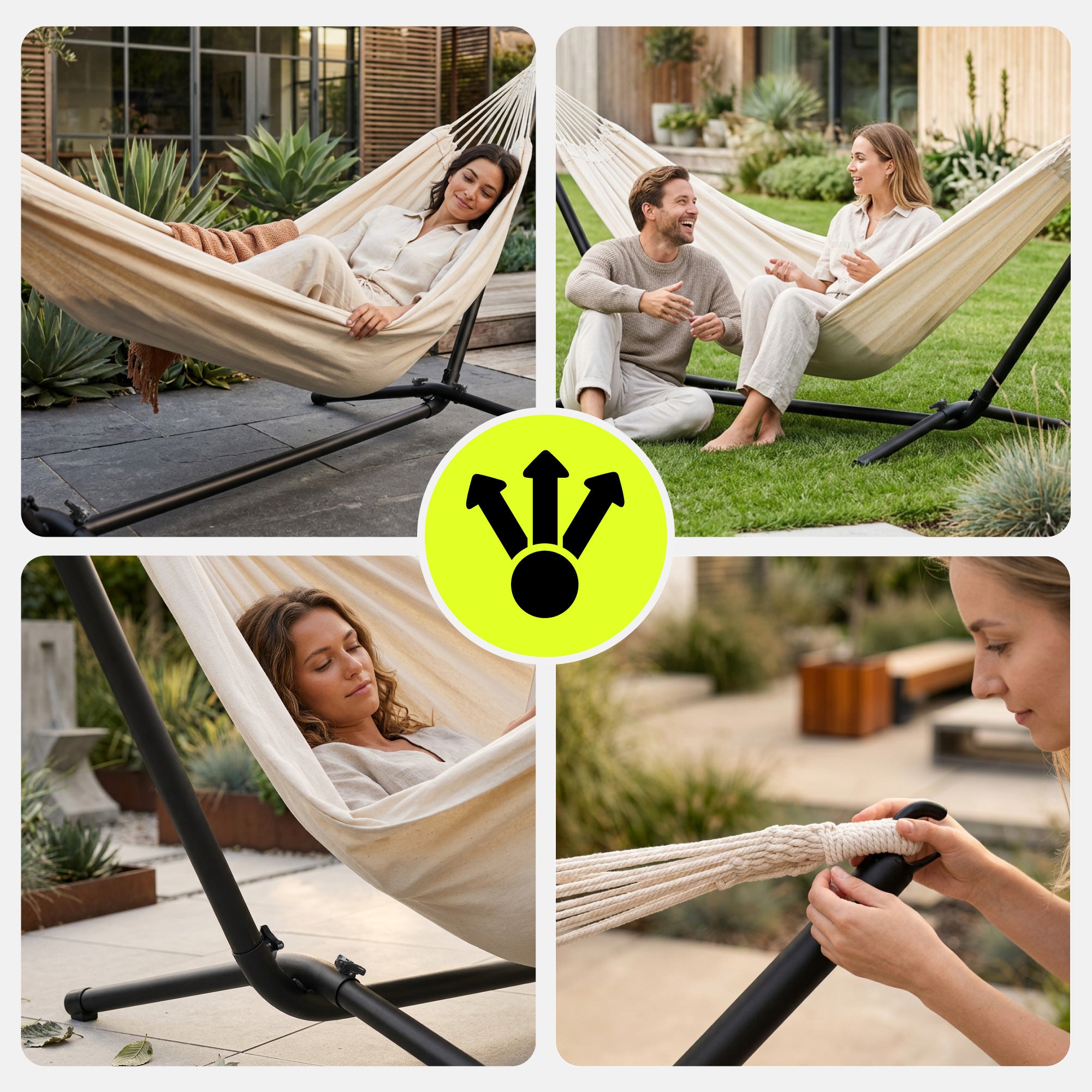 Garden hammock + metal frame set – ready relaxation zone Manufacturer code HYP73 HAMSETSOL 2