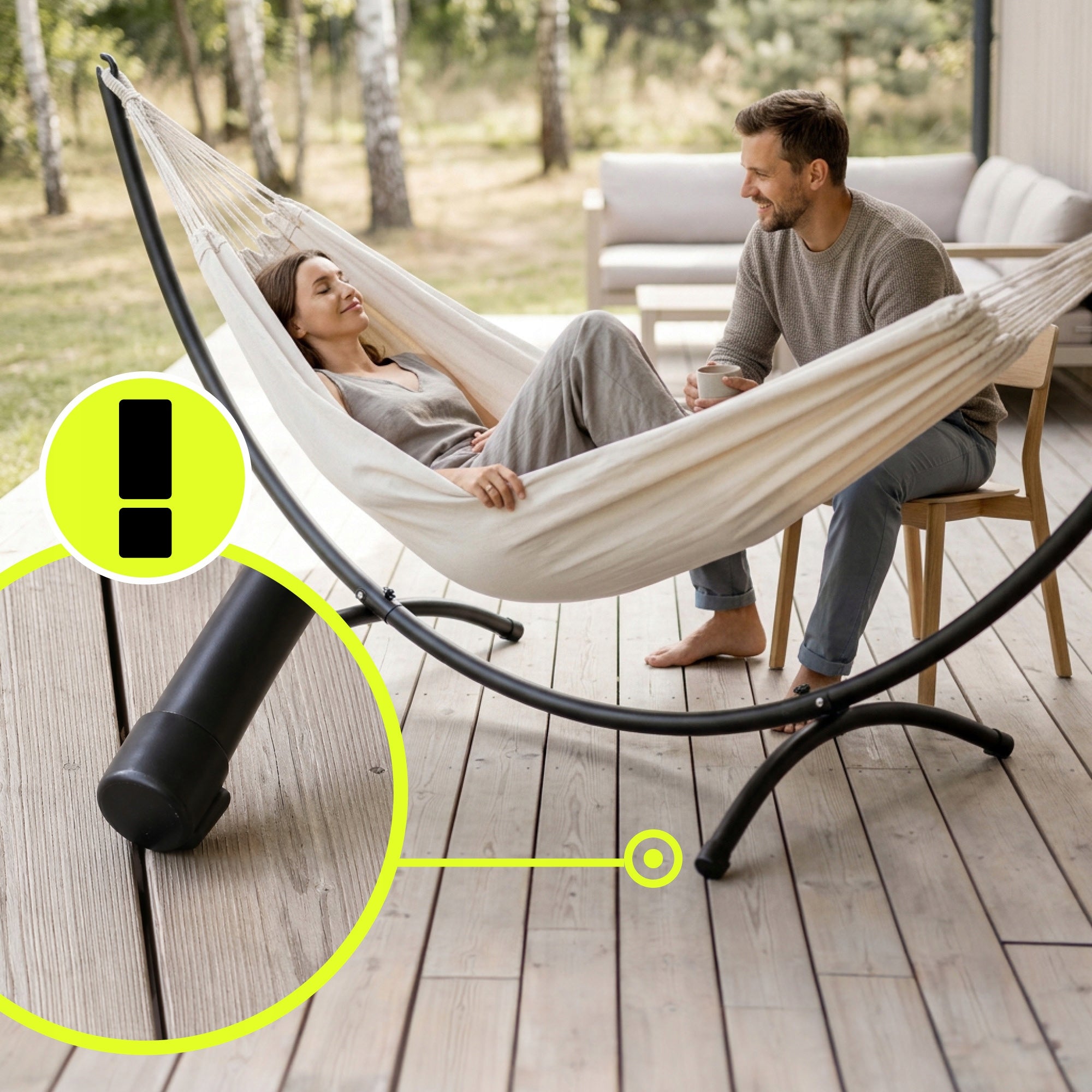 Garden hammock set + metal arch frame – ready relaxation zone Material width 150 cm