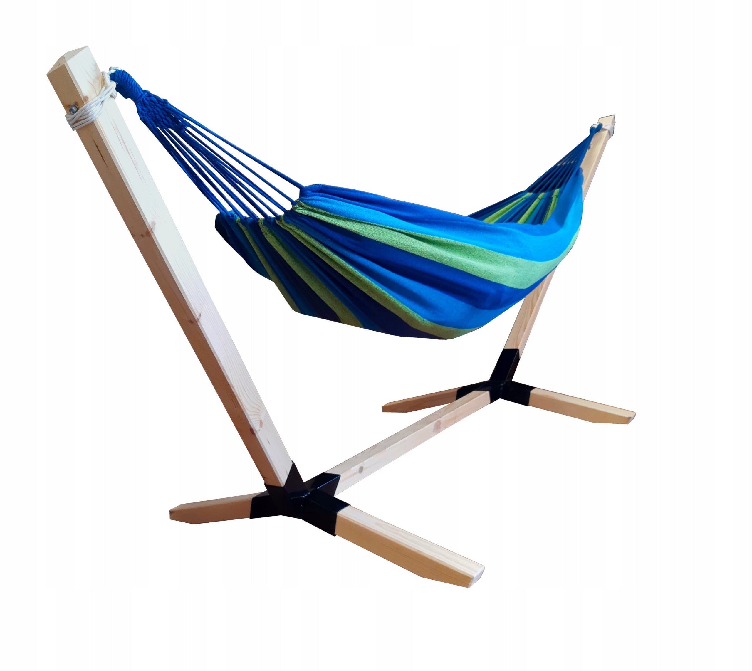 Garden hammock with a wooden frame for two people, blue hammock frame Manufacturer Atos
