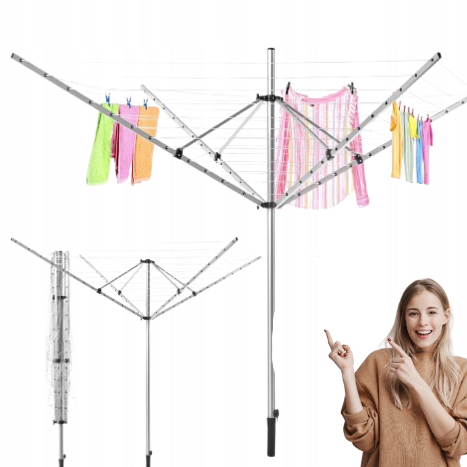 Garden laundry dryer outdoor swivel underwear 4 arms 50 m