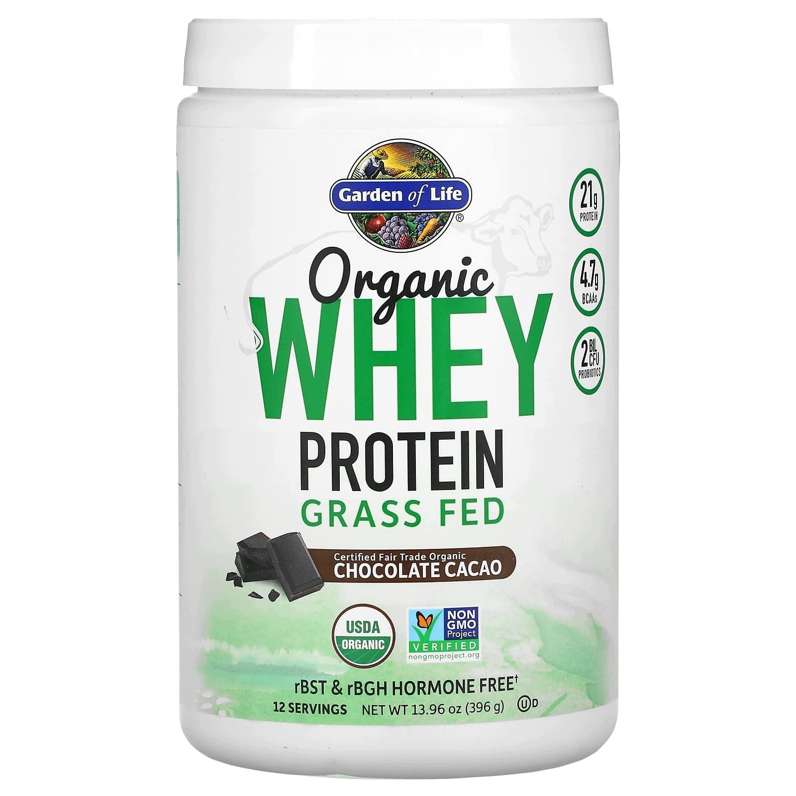 Garden of Life, Organic Whey Protein, Grass-Fed, Cocoa, 396 g