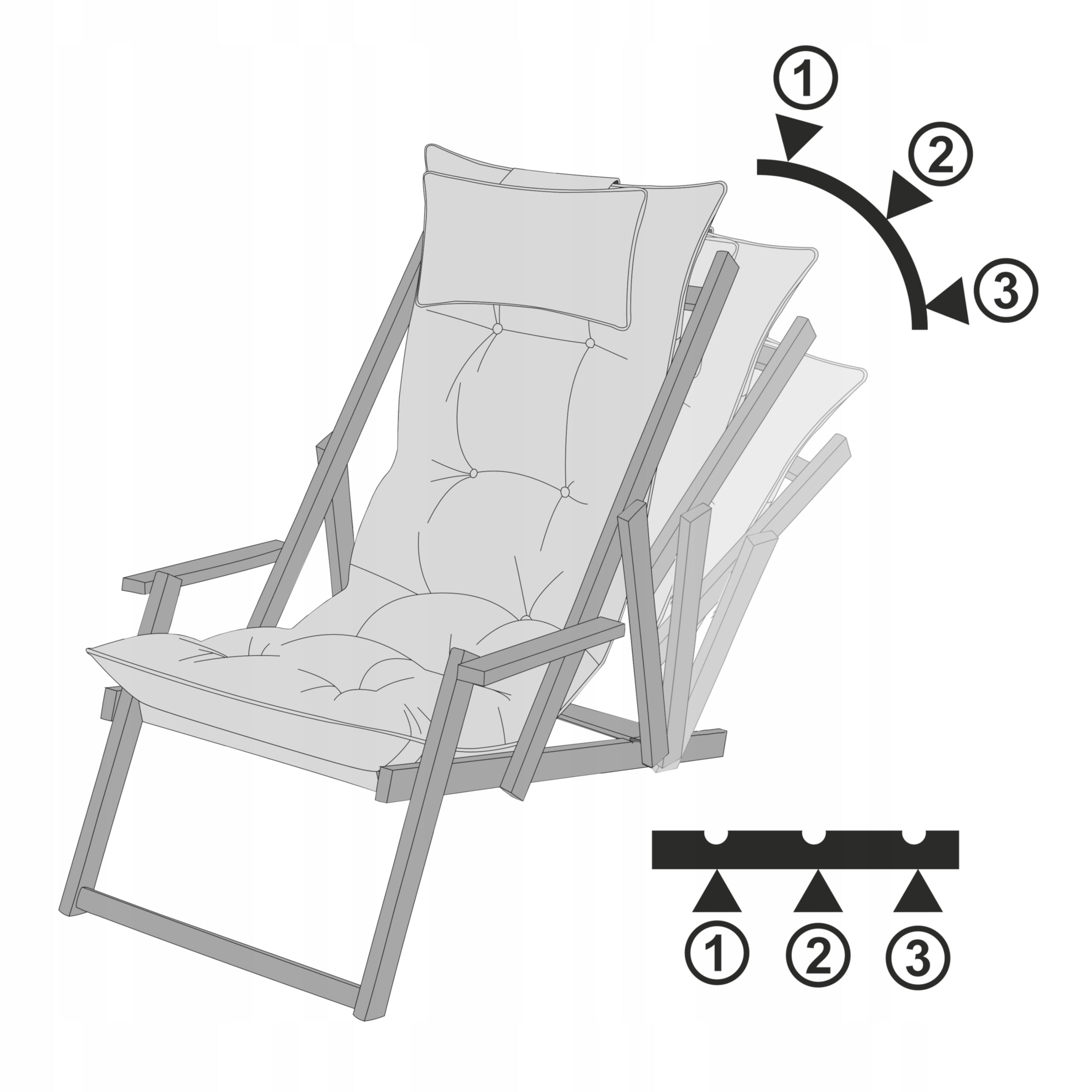 Garden or beach deck chair - wooden, foldable Length (longer side) 140 cm