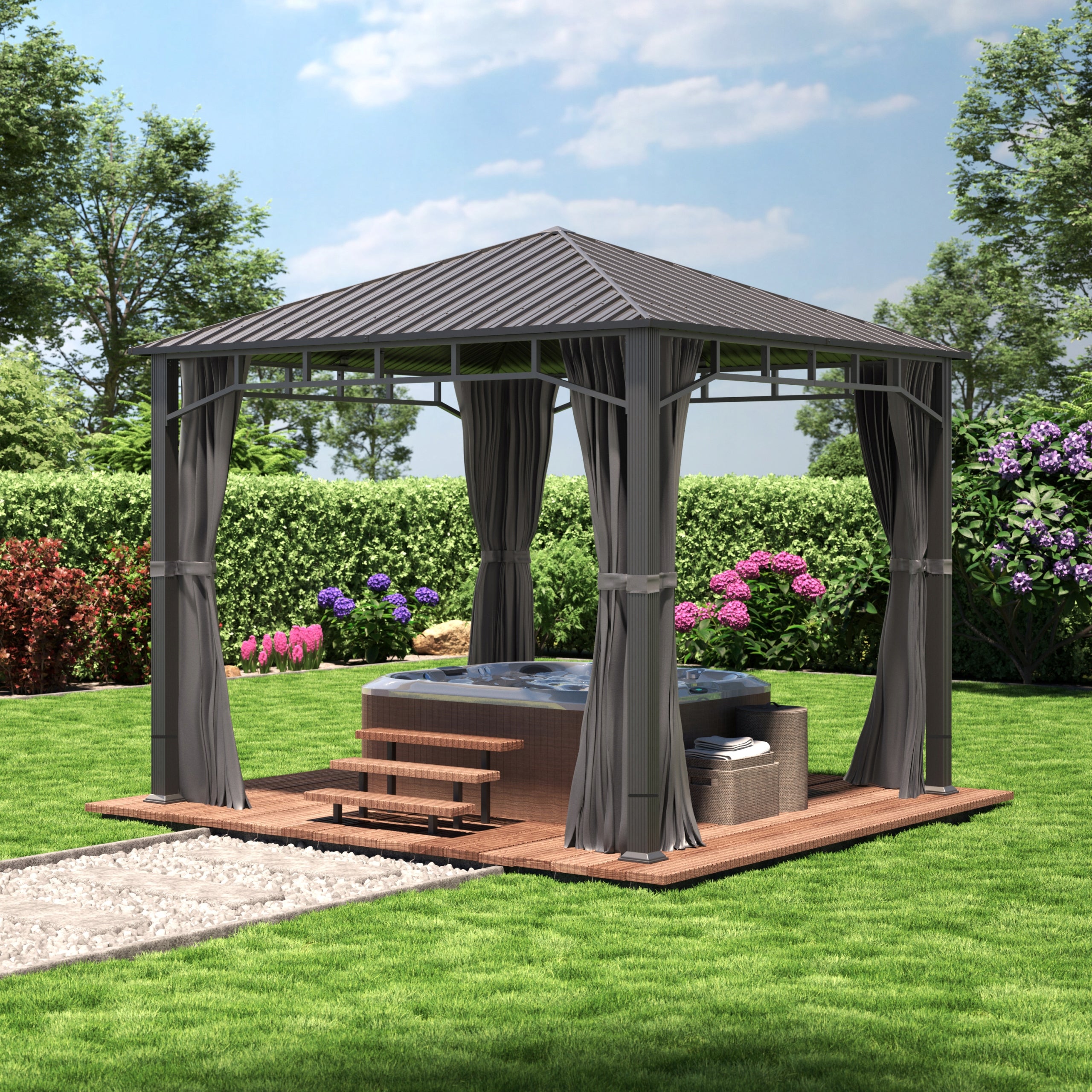 Garden pavilion Sunset Superior 3x3 m grey Manufacturer Toolport