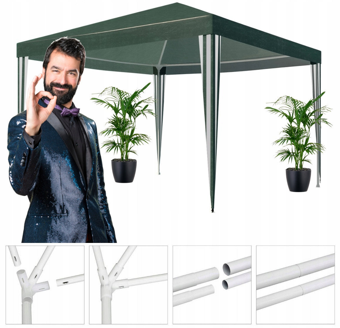 Garden pavilion gazebo party commercial tent for terrace 3x3 solid Manufacturer code PA1S-STATOR