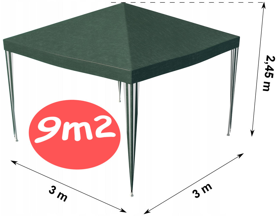 Garden pavilion gazebo party commercial tent for terrace 3x3 solid Width 3 m