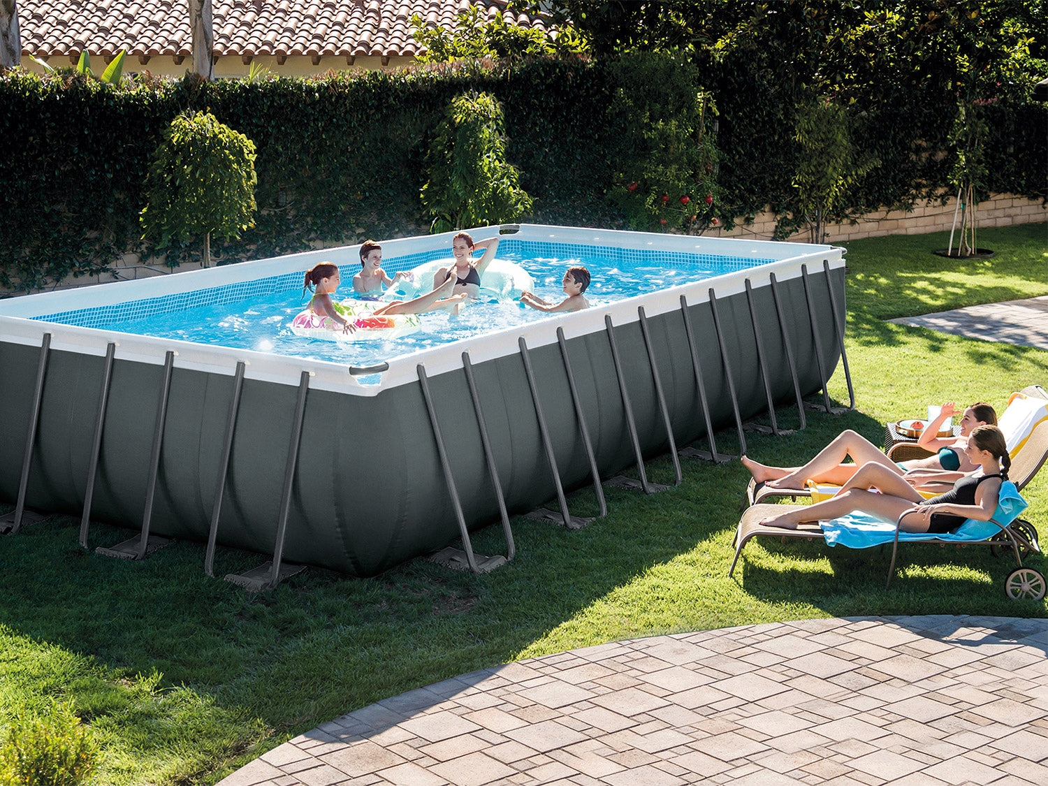 Garden pool rack + sand pump 732x366cm 9in1 INTEX model 2026 Volume 31805 l