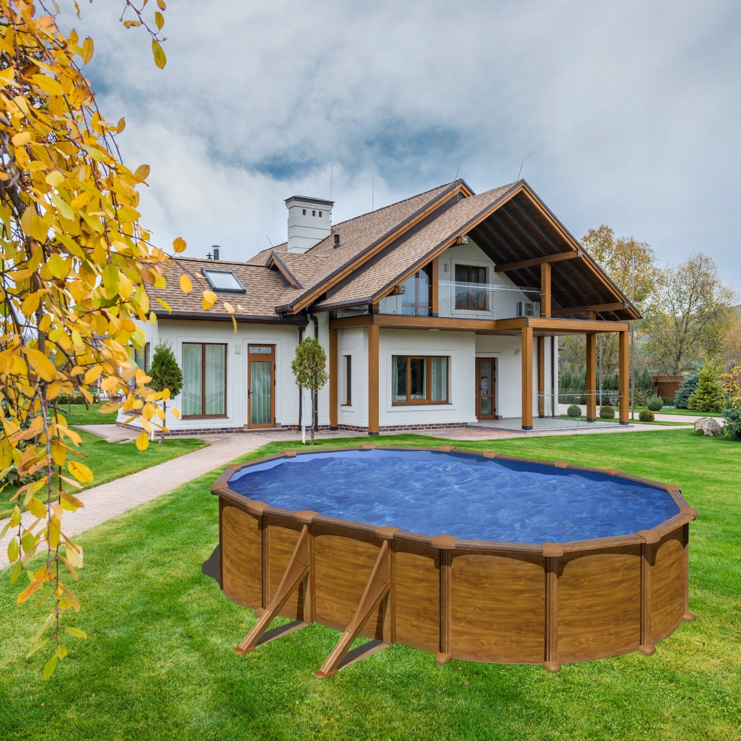 Garden pool steel Mauritius 610x375x132cm GRE Packaging status original