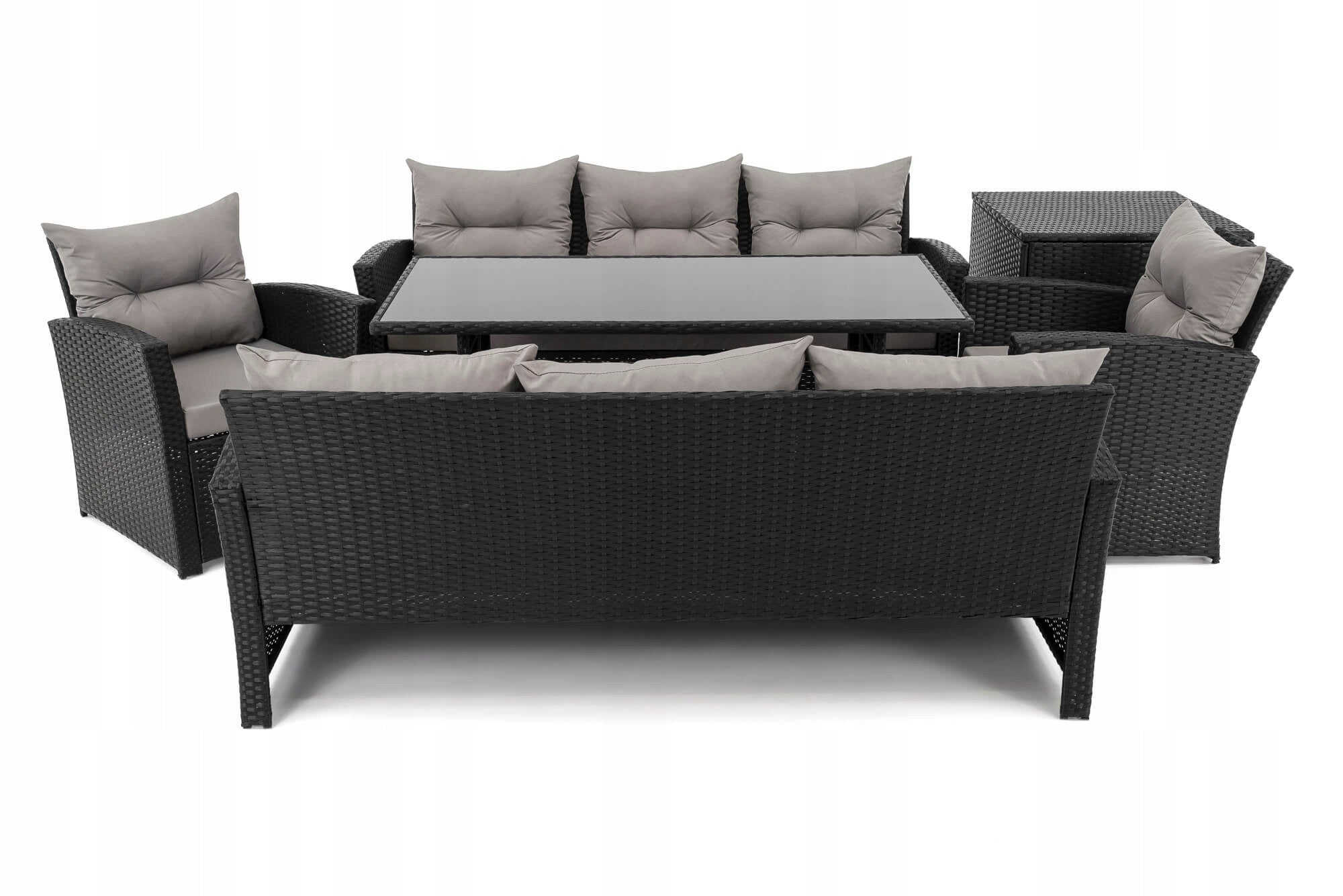 Garden set for garden MARSEILLE 8 rattan black cushions grey Manufacturer EMWOmeble