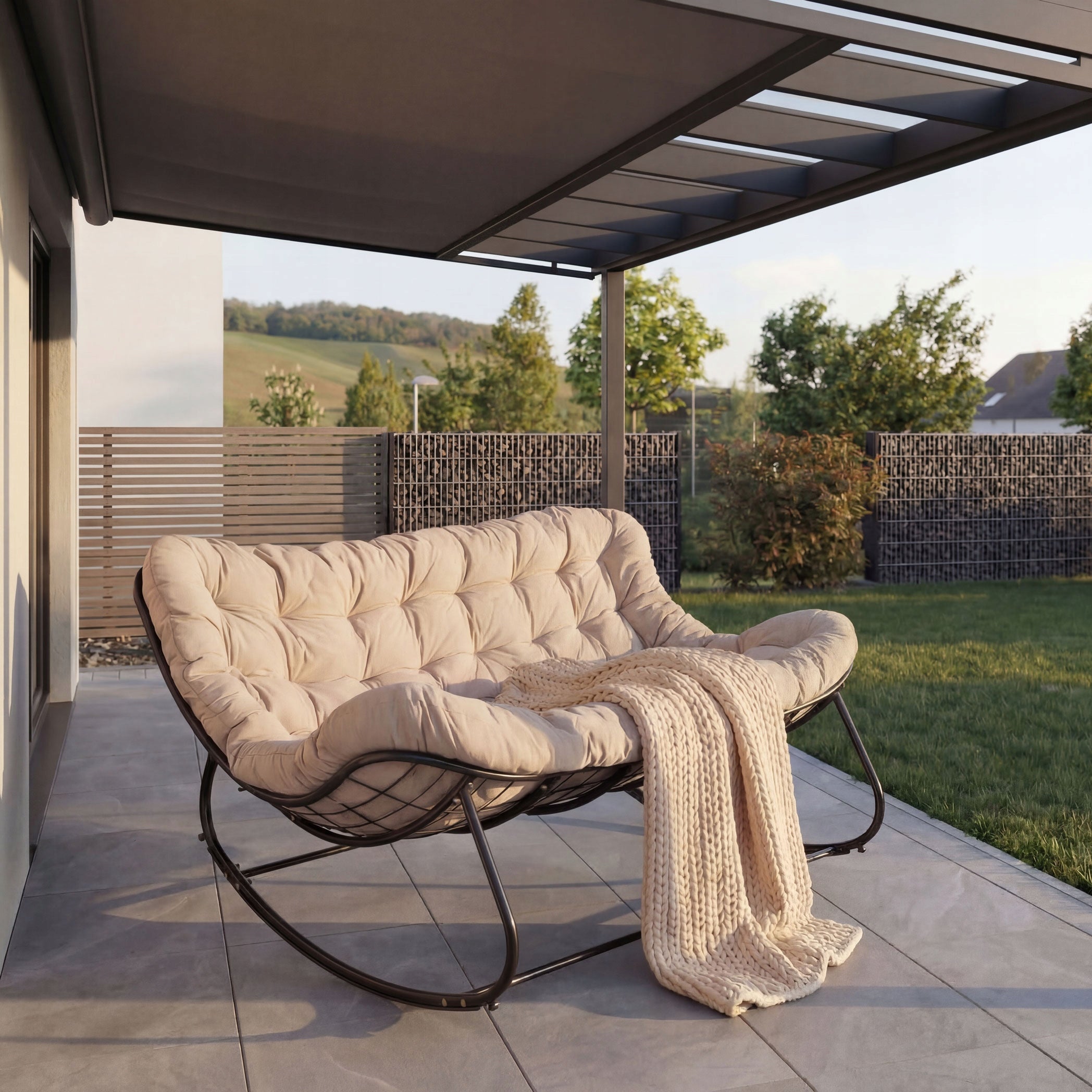 Garden sofa, rocking chair, beige pillows #12B Manufacturer code bujak#12B