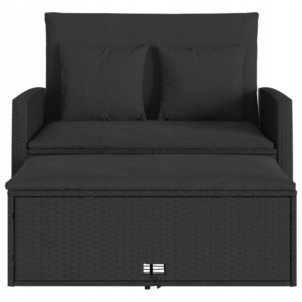 Garden sofa with cushions, 2-seater, black, pol For couch set