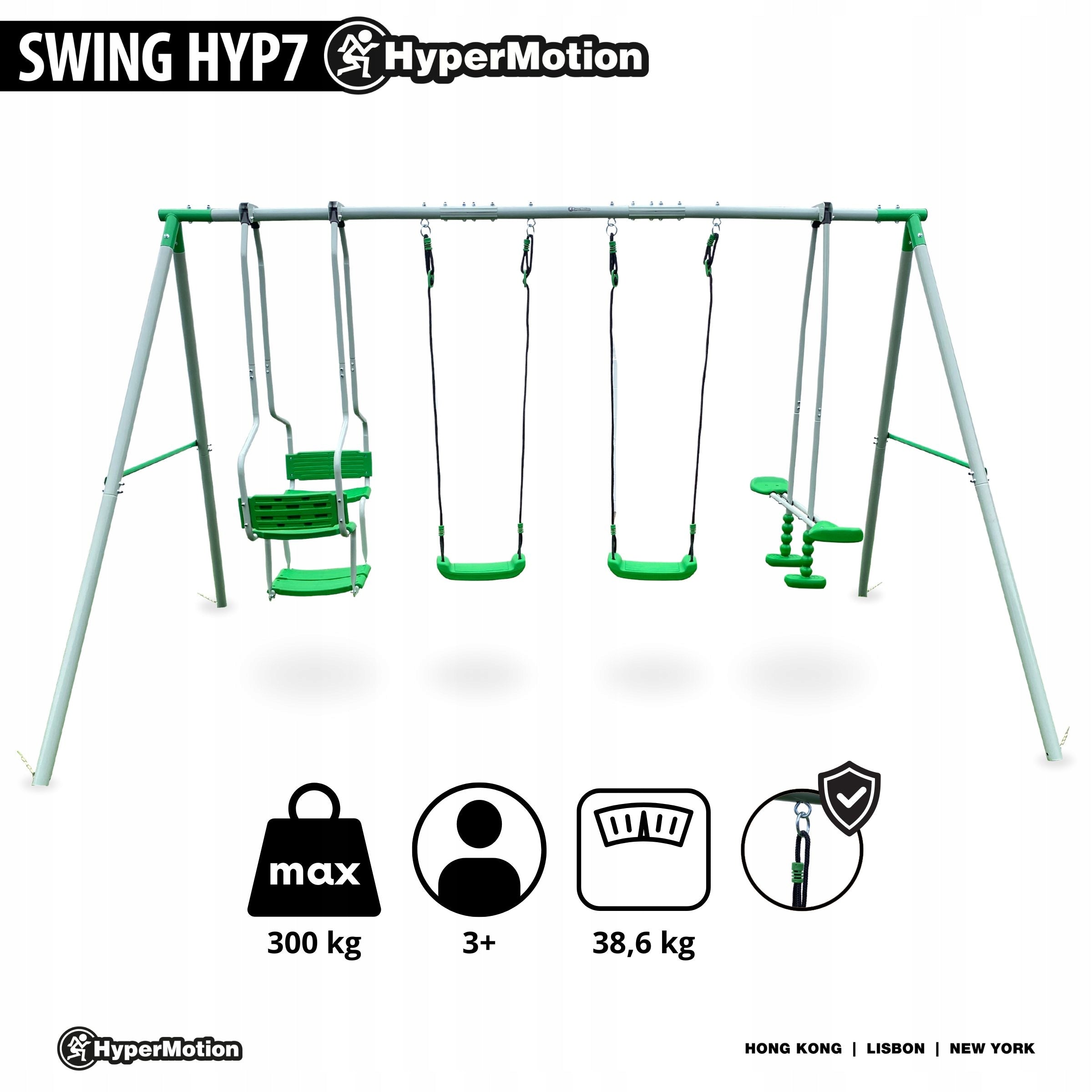 Garden square toys XXL 6 person set of swings for children green Manufacturer code SWING HYP7