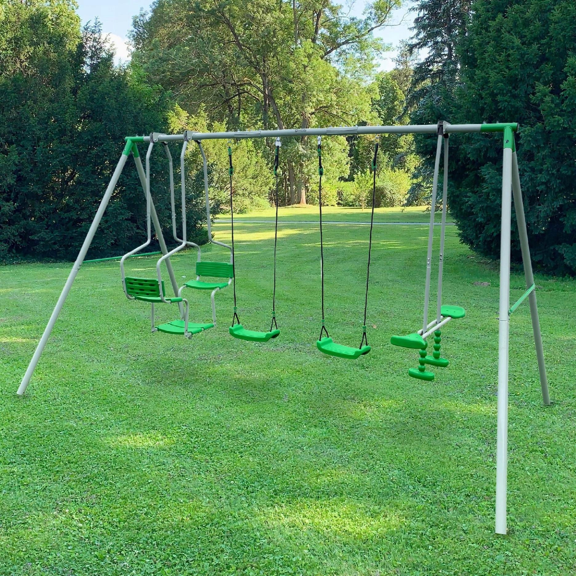 Garden square toys XXL 6 person set of swings for children green Packaging status original