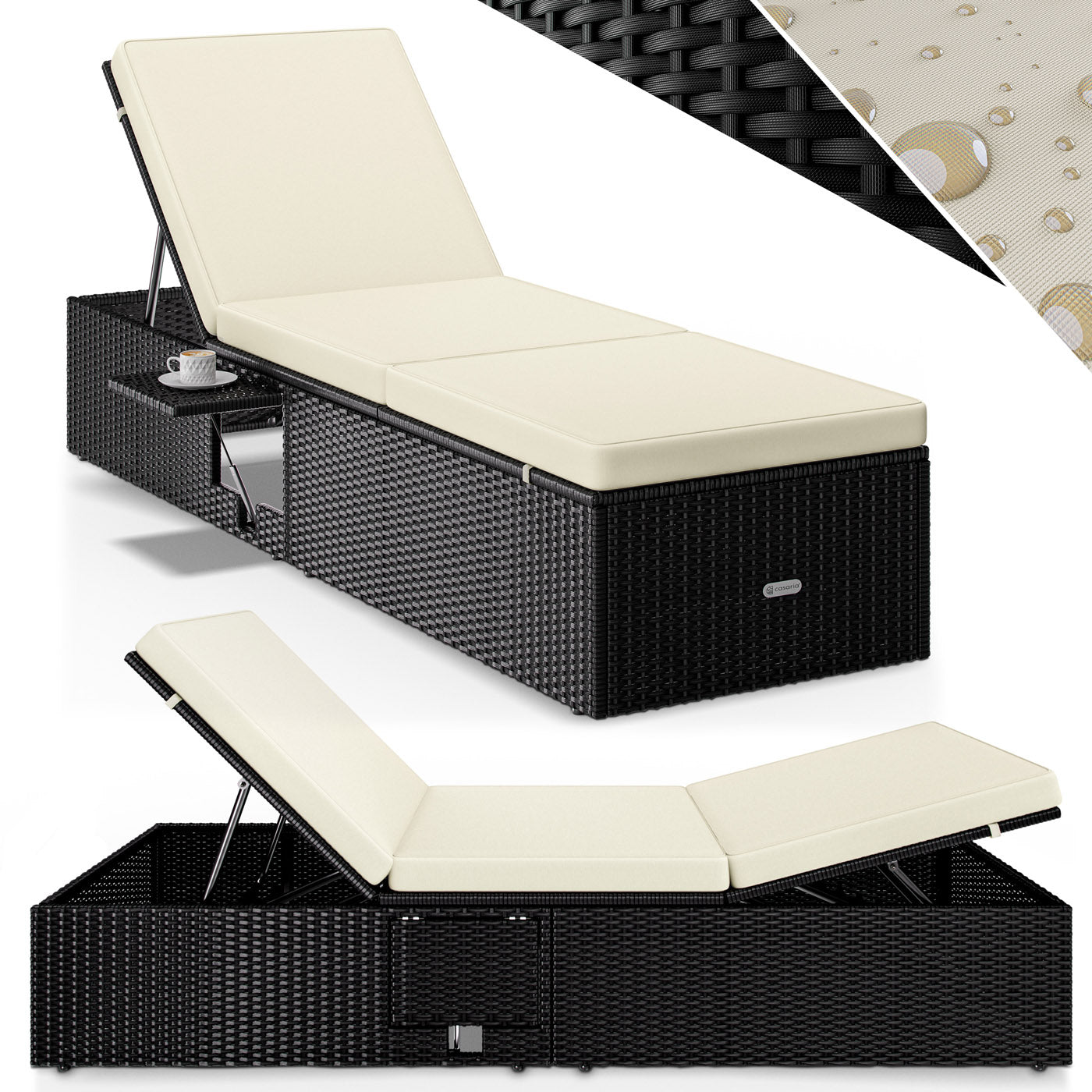 Garden sun lounger couch bed garden furniture rattan 200x58cm pillows Packaging status original