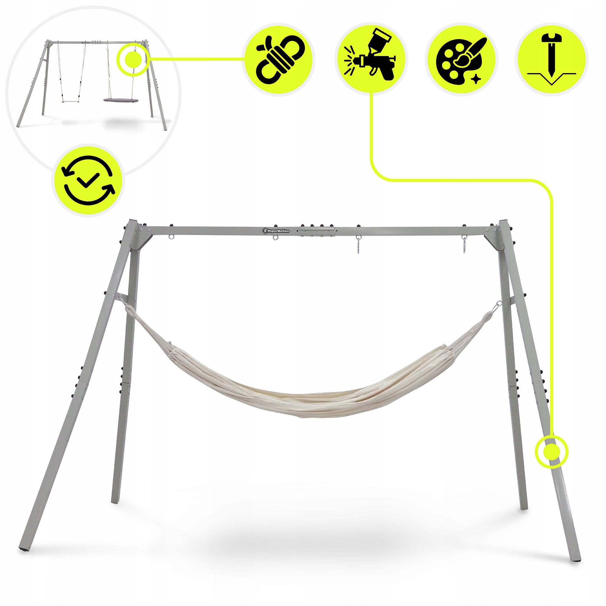 Garden swing 3in1 HyperMotion nest hammock set Dominant material metal