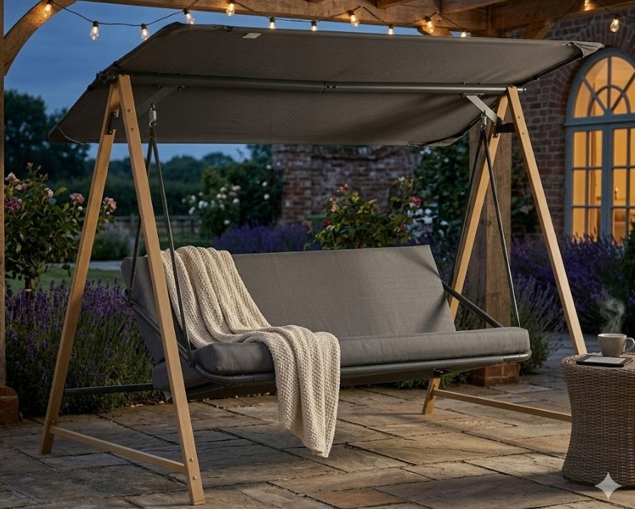 Garden swing ALASKA 3 seater folding with visor max 260kg Seat width 50 cm