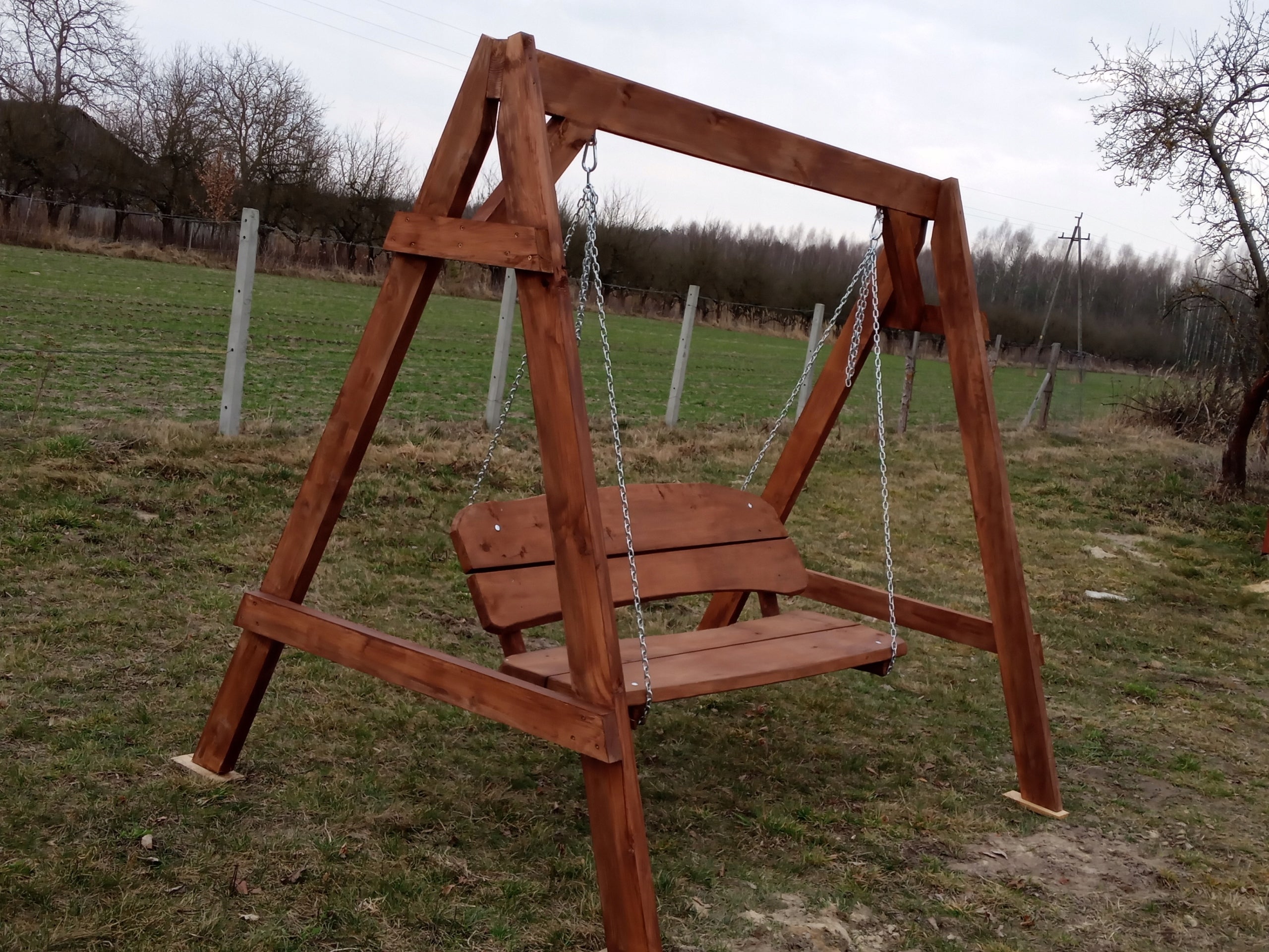 Garden swing. Massive garden furniture Kind freestanding