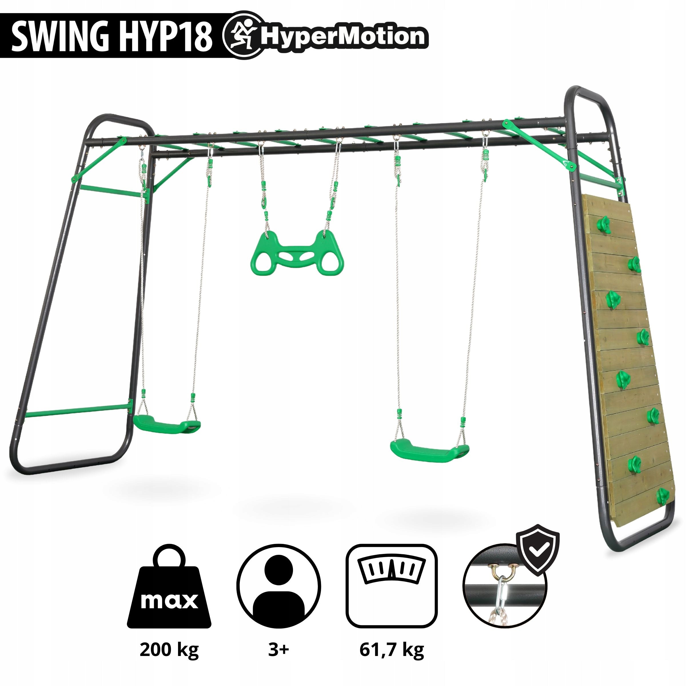 Garden swing XXXL 2 seats ladder trapezoid gymnastic wall Included 2 single swings ladder pipes climbing wall