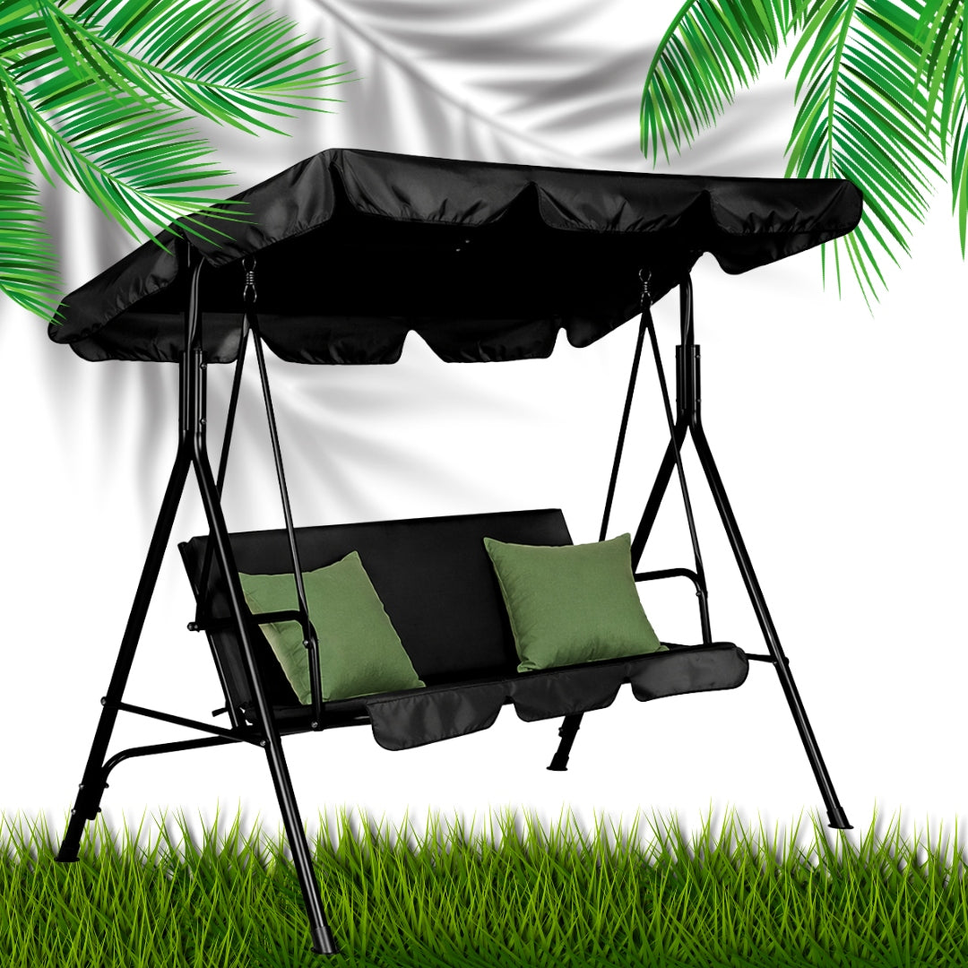 Garden swing dark grey with cushions 3-seater with visor 170cm Manufacturer no brand