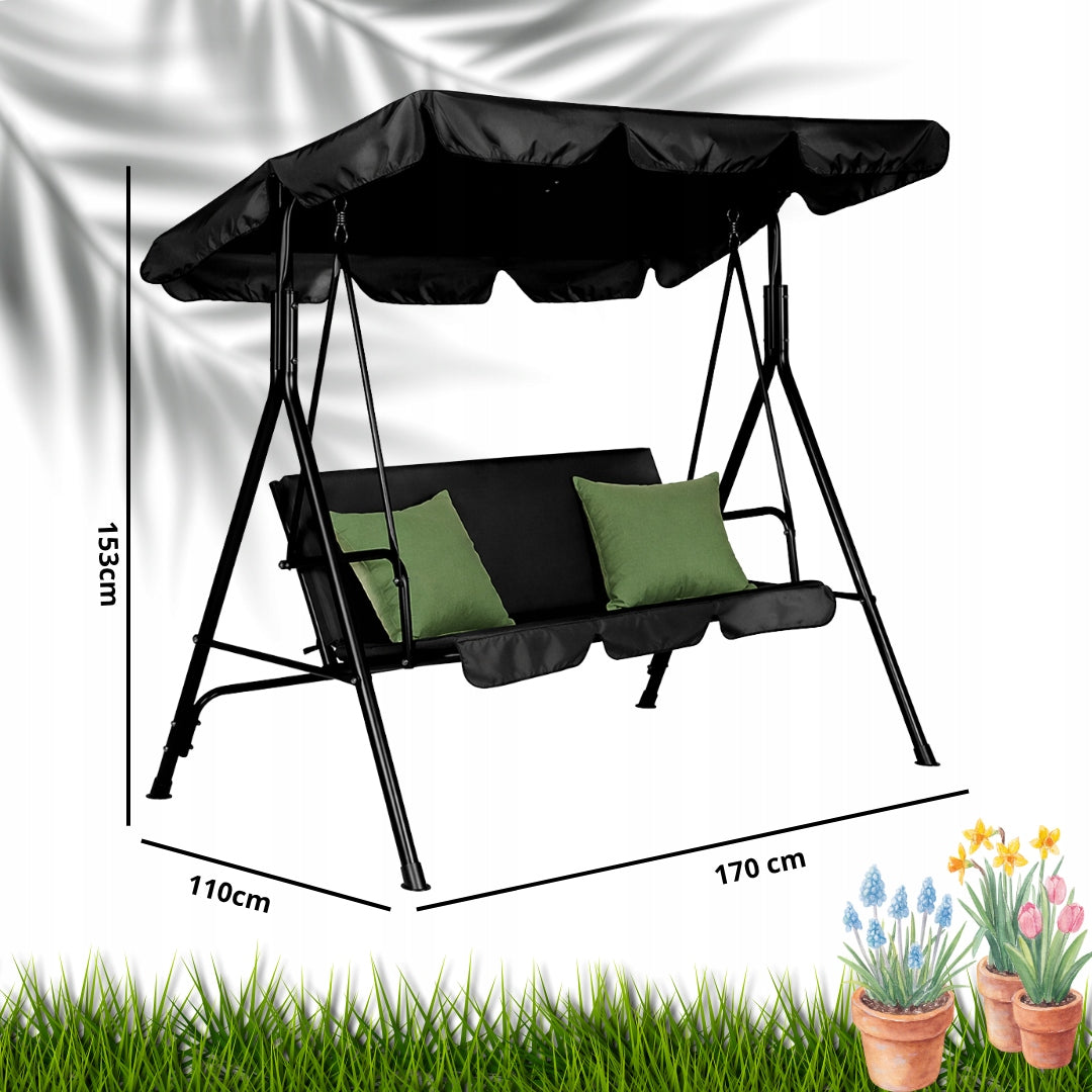 Garden swing dark grey with cushions 3-seater with visor 170cm Packaging status original