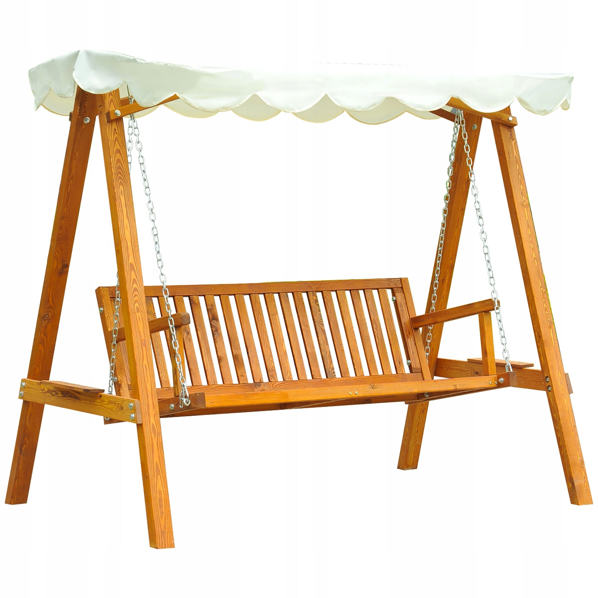 Garden swing with visor, wooden, stable, 210x130 cm