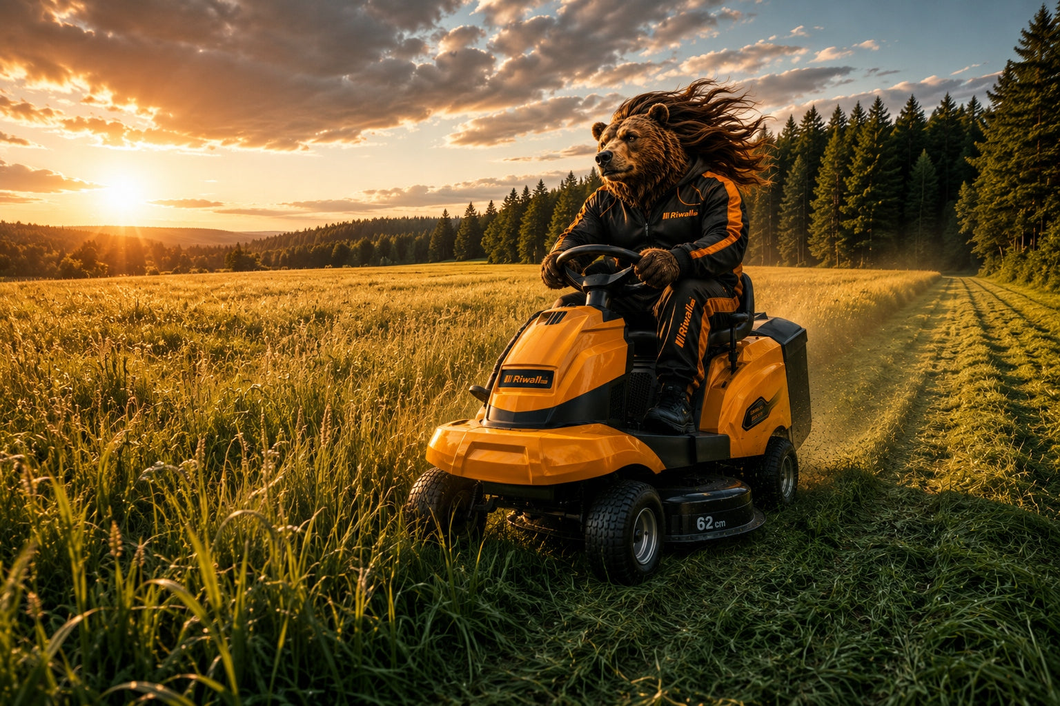 Garden tractor petrol mower Riwall R 62TRD for grass basket manual Manufacturer code TK13G240104B