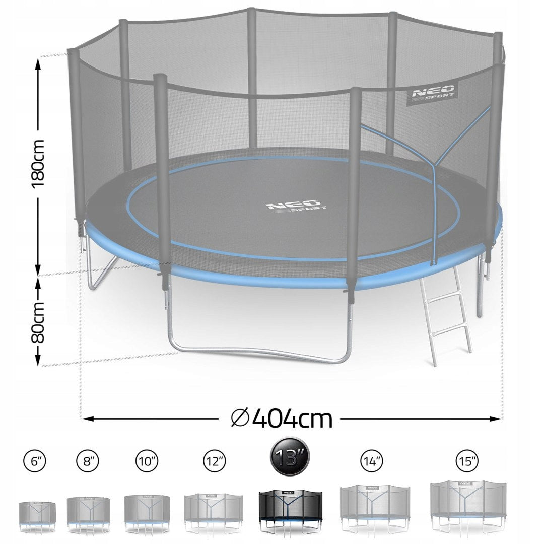 Garden trampoline 13ft/404cm with outdoor net and ladder Neo-Sport Kid's age 3+ years