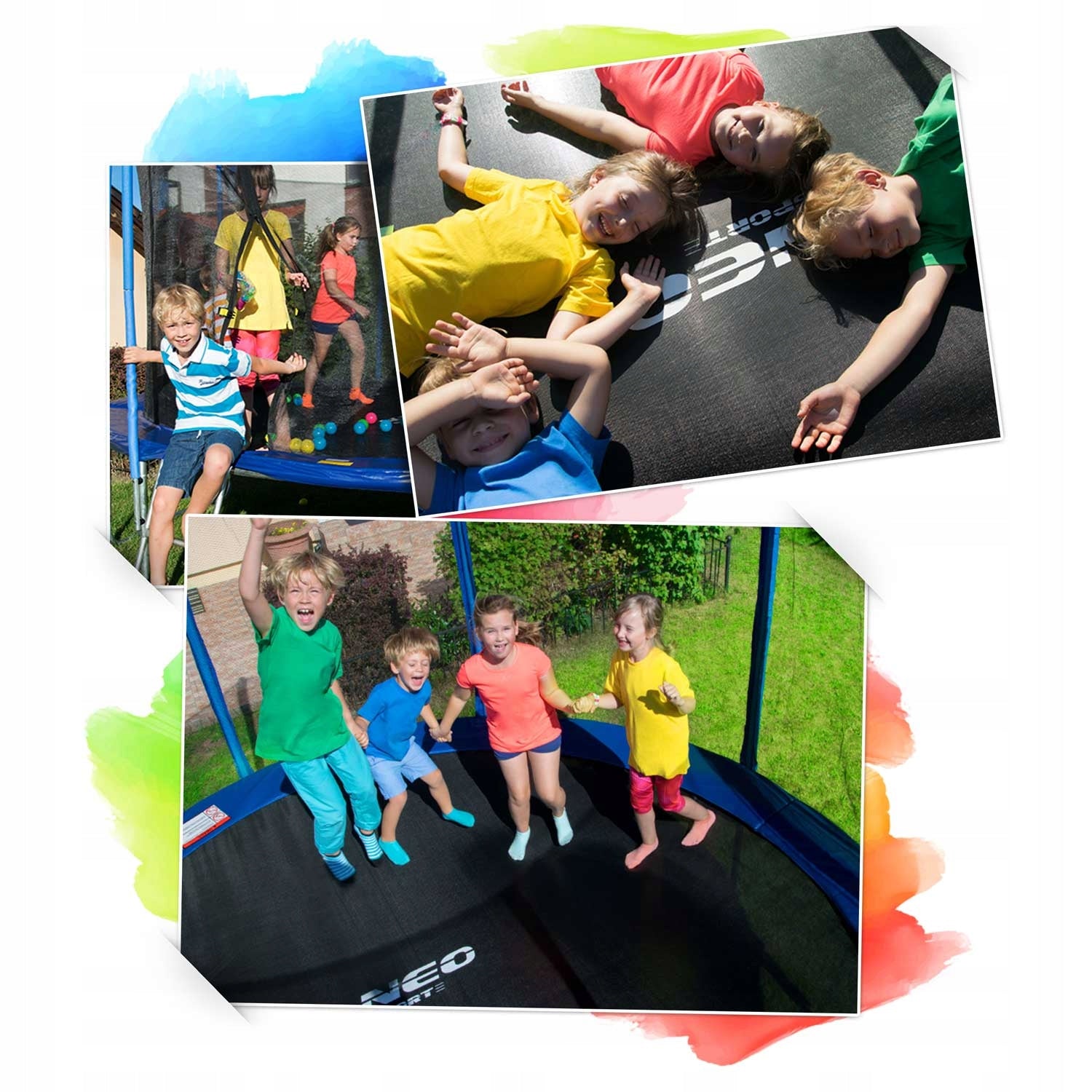 Garden trampoline 15ft/465cm with inner net and ladder NEO-SPORT Height from ground level 80 cm