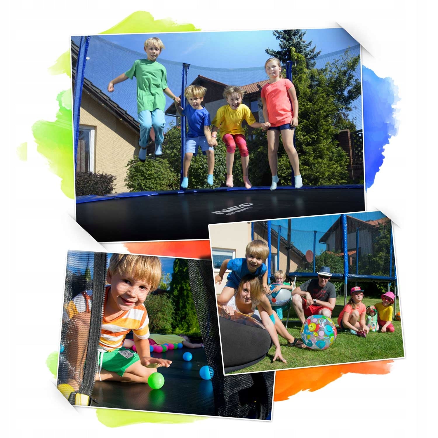 Garden trampoline 15ft/465cm with inner net and ladder NEO-SPORT Total height 250 cm