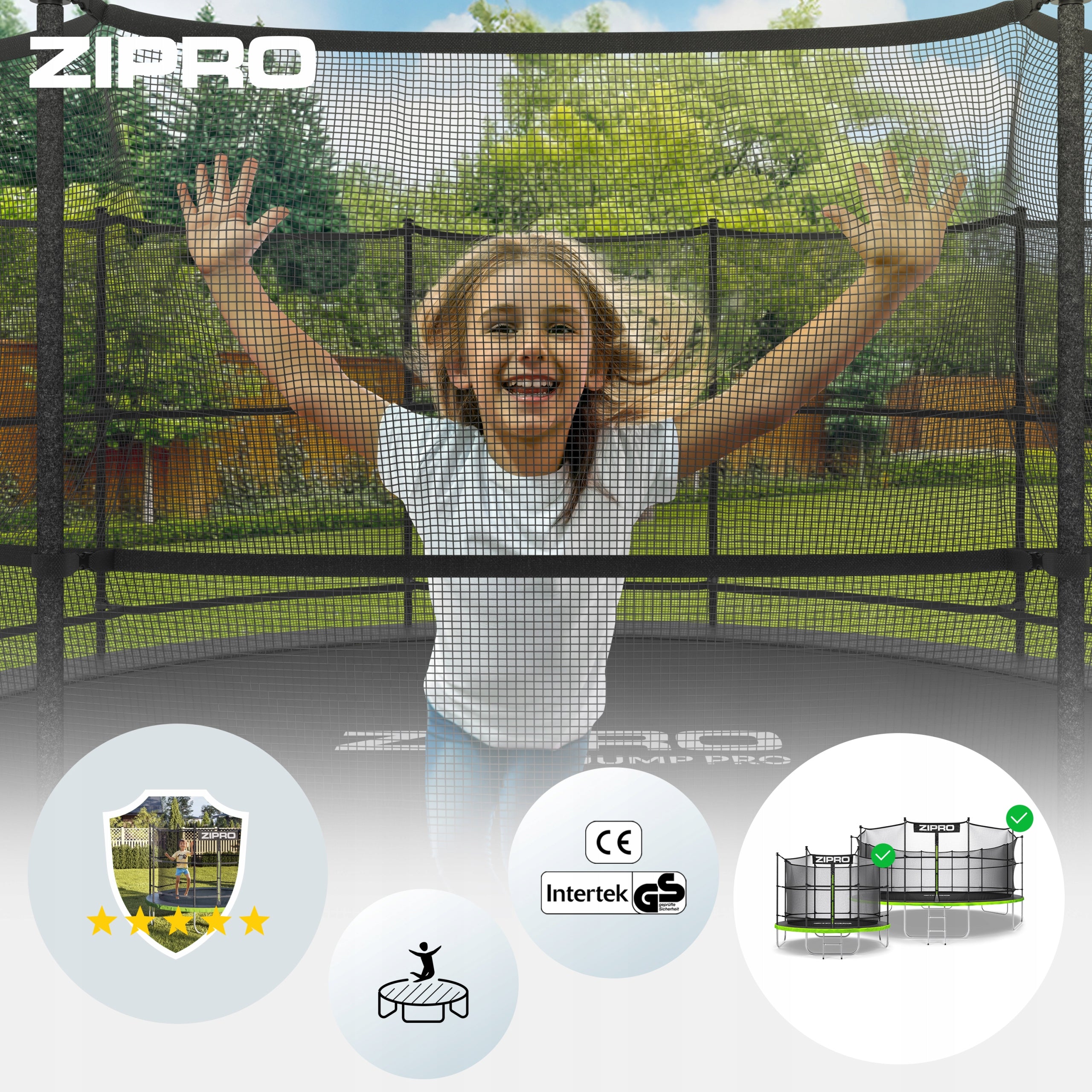 Garden trampoline for children with inner net 6FT 183cm - Zipro Height from ground level 45 cm
