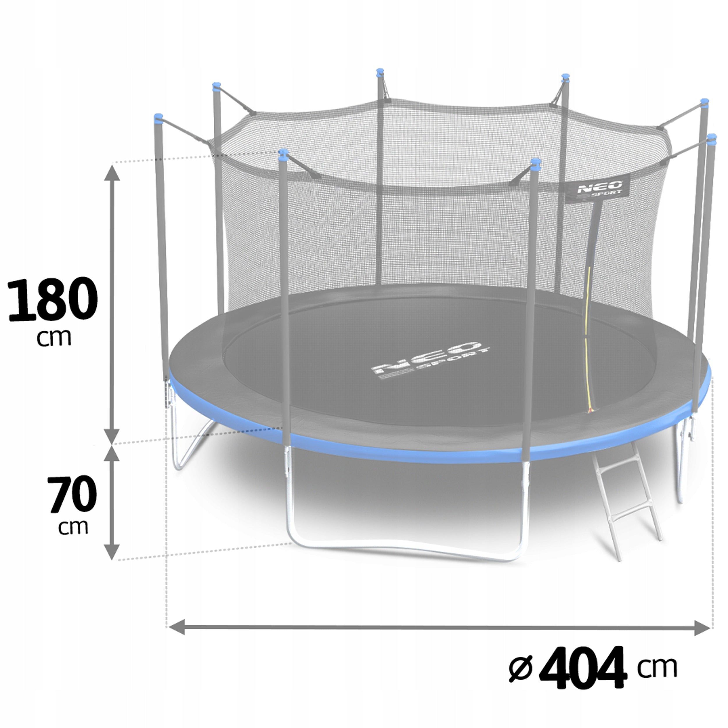 Garden trampoline with indoor net 404cm 13ft model 2025 Neosport Number of springs/ropes 72