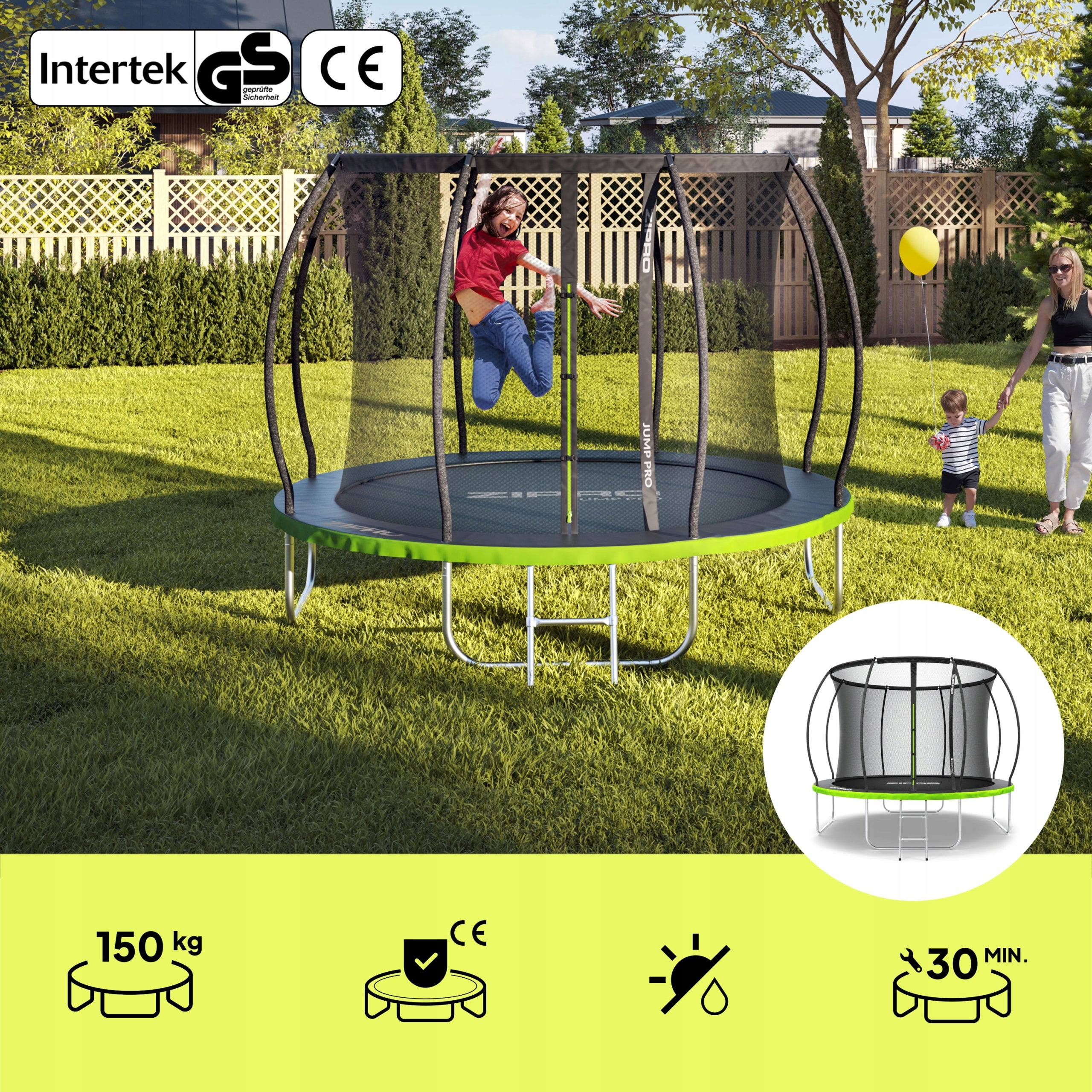 Garden trampoline with inner net for children 10FT 312cm - Zipro Packaging status original