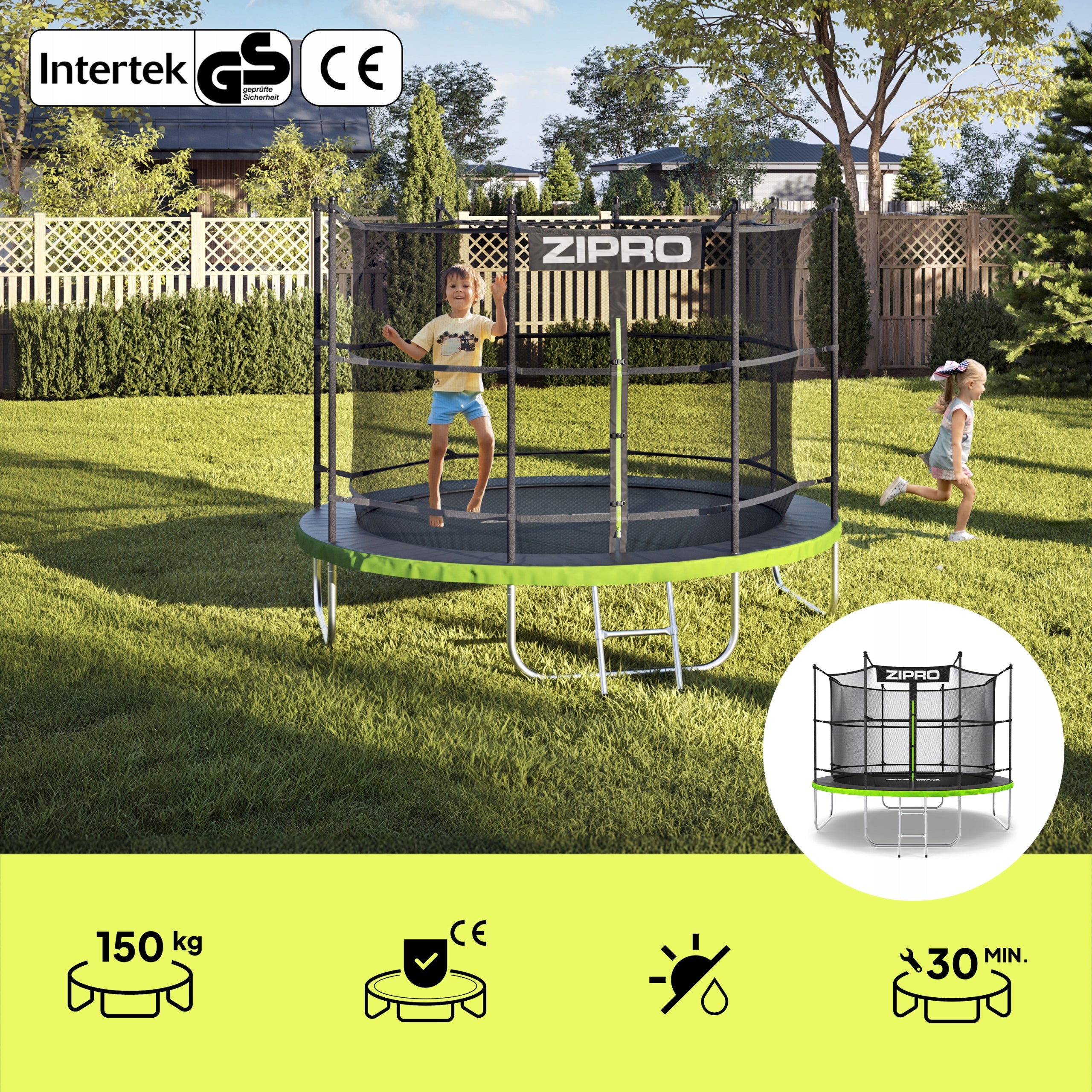 Garden trampoline with inner net for children 10FT 312cm Zipro Packaging status original