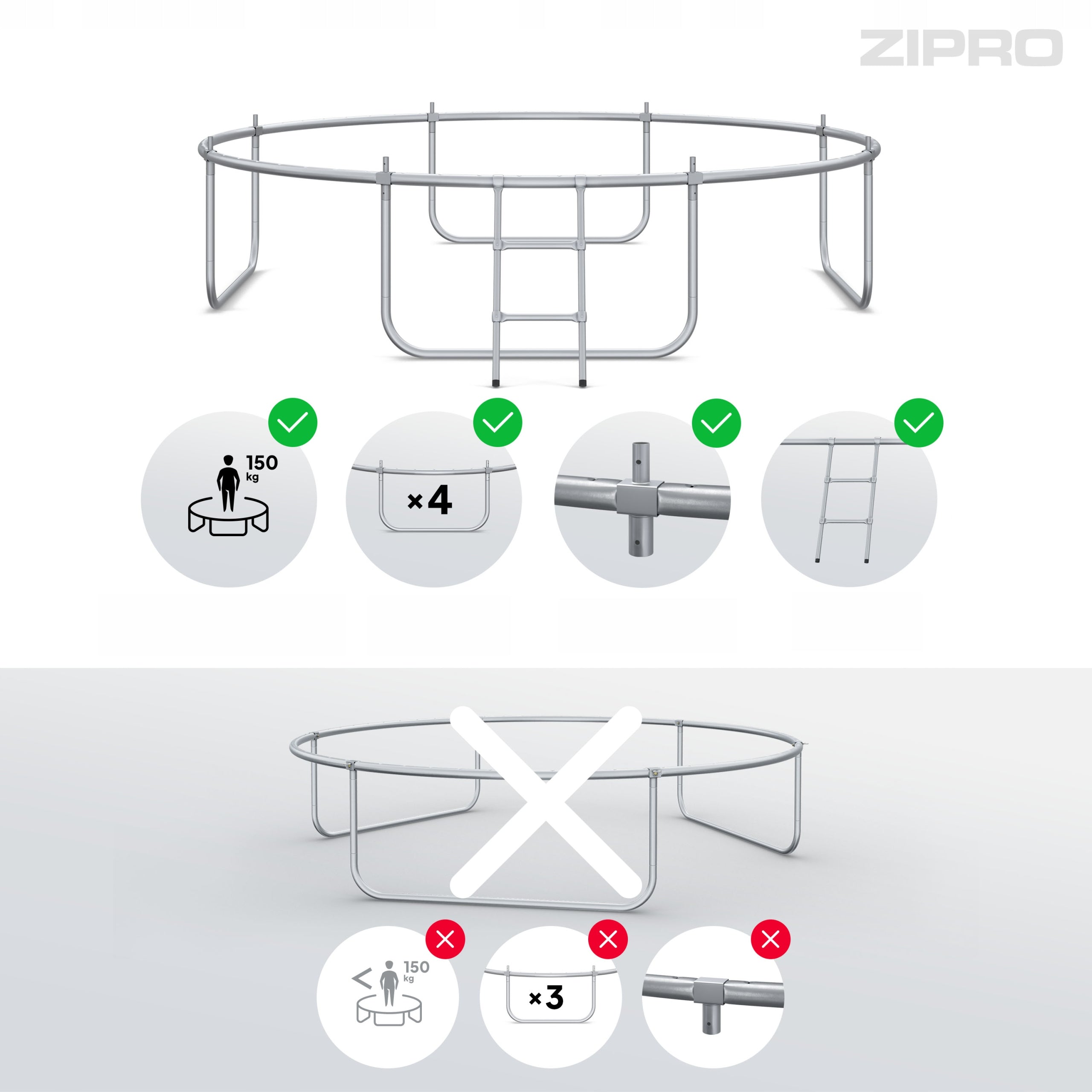Garden trampoline with inner net for children 10FT 312cm Zipro Total height 250 cm
