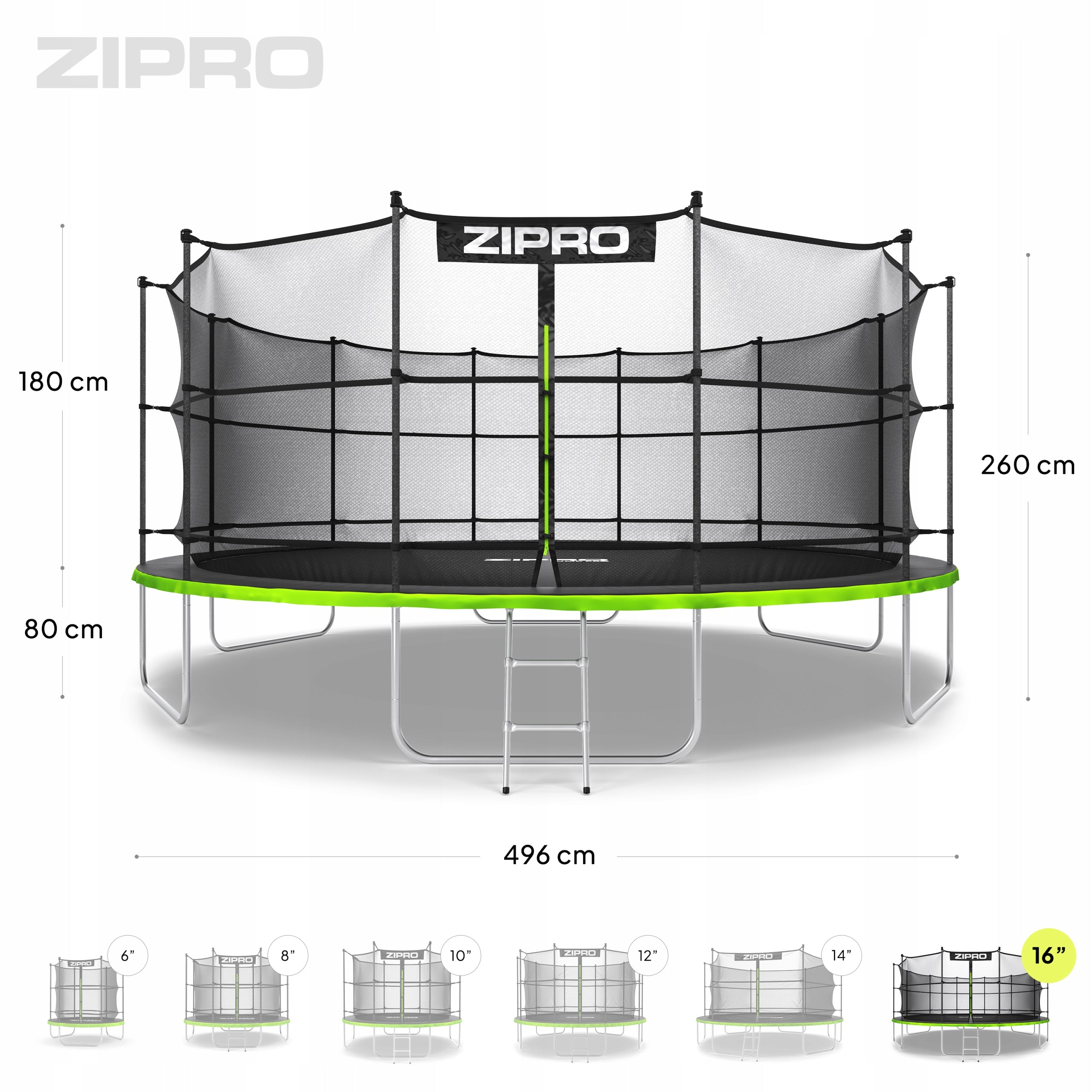 Garden trampoline with inner net for children 16FT 496cm Zipro Kind with net