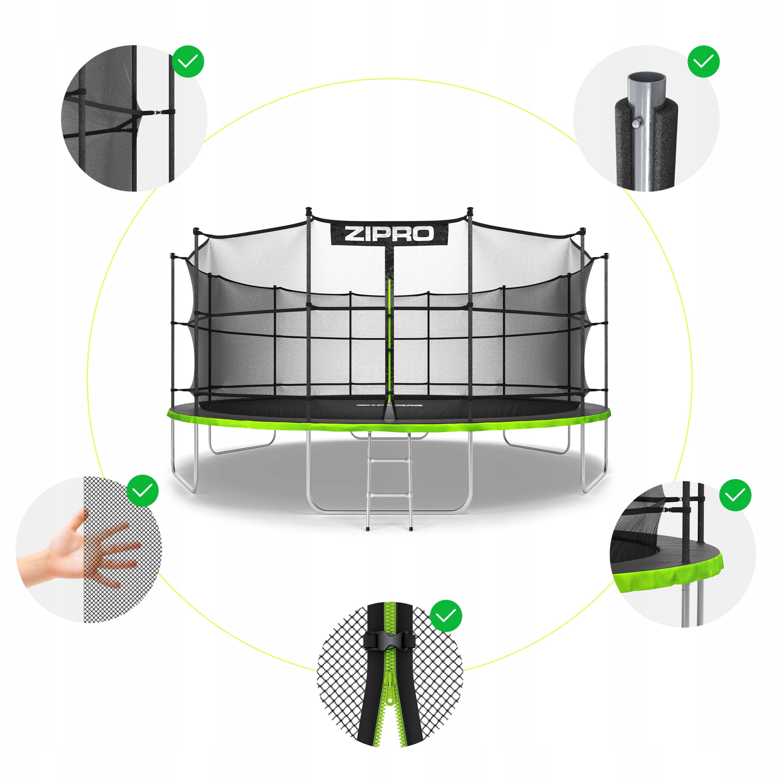 Garden trampoline with inner net for children 16FT 496cm Zipro Total height 260 cm