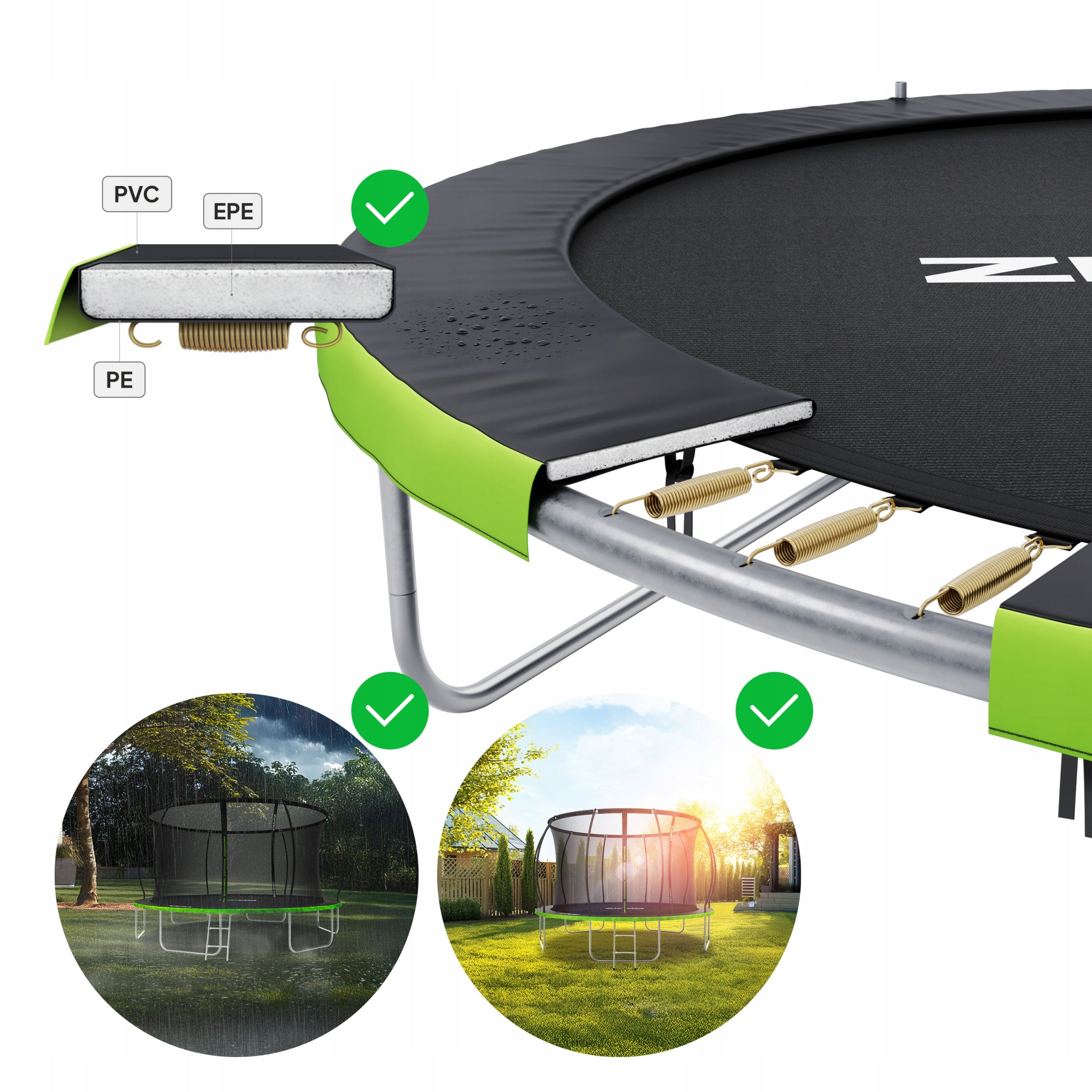 Garden trampoline with inner net for children 374cm 12FT - Zipro Net height 180 cm