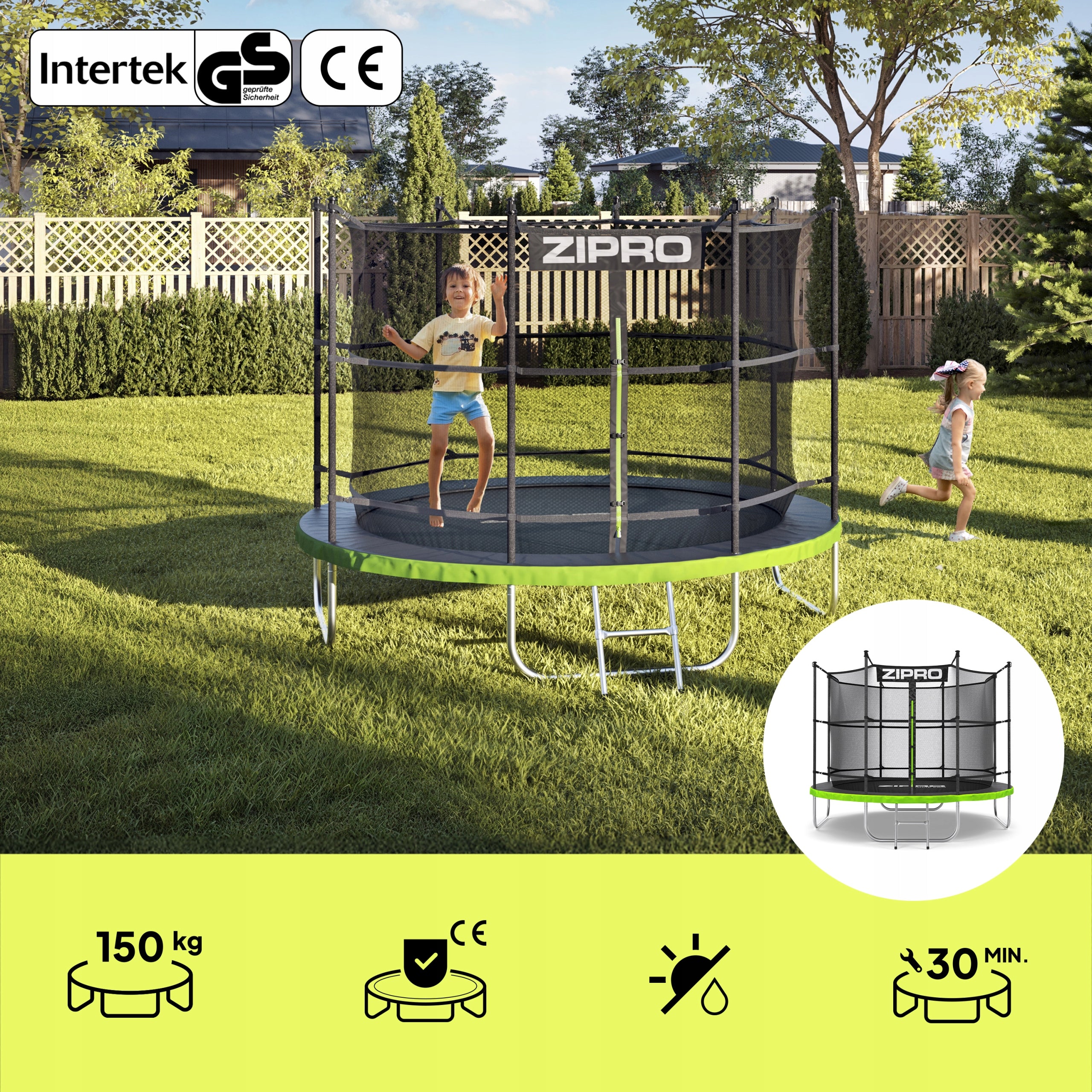 Garden trampoline with inner net for children 8FT 252cm - Zipro Packaging status original