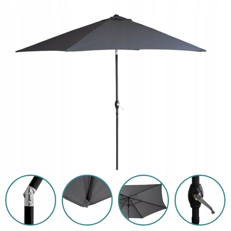 Garden umbrella 300 cm XXL broken LARGE BALCONY TERRACE GARDEN grey SOLID