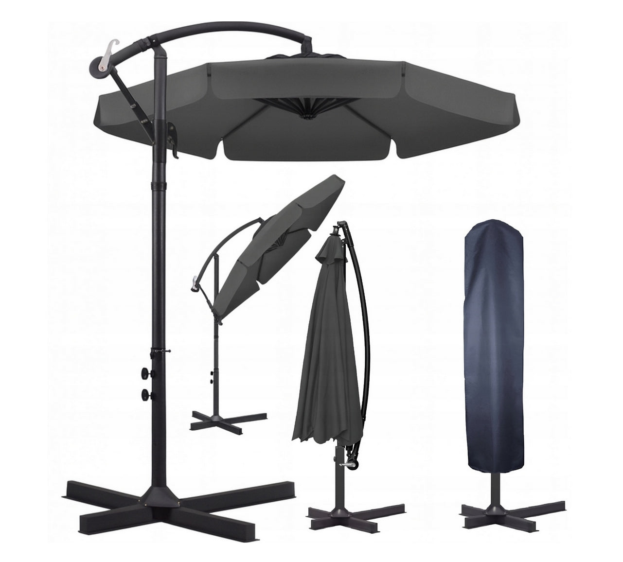 Garden umbrella GardenLine grey classic 300 cm x 210 cm